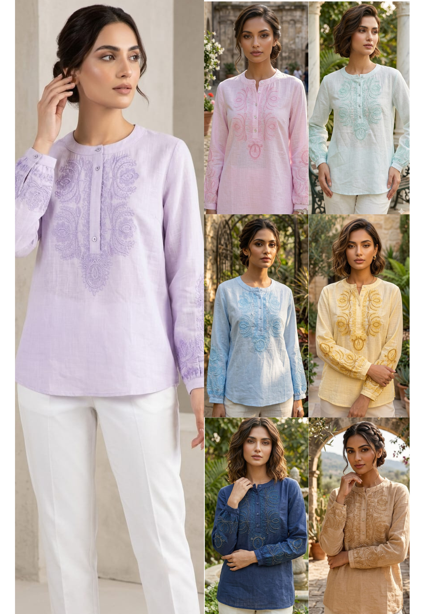 Embroidered Yoke With Cut-Dana Highlights Casual Western Imported Top- 15154