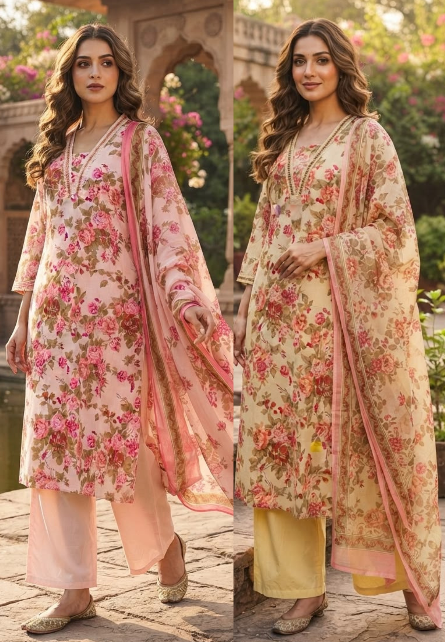 Scattered Beautiful Floral Print Summer Friendly Cotton Full Suit Set With Dupatta- 15302