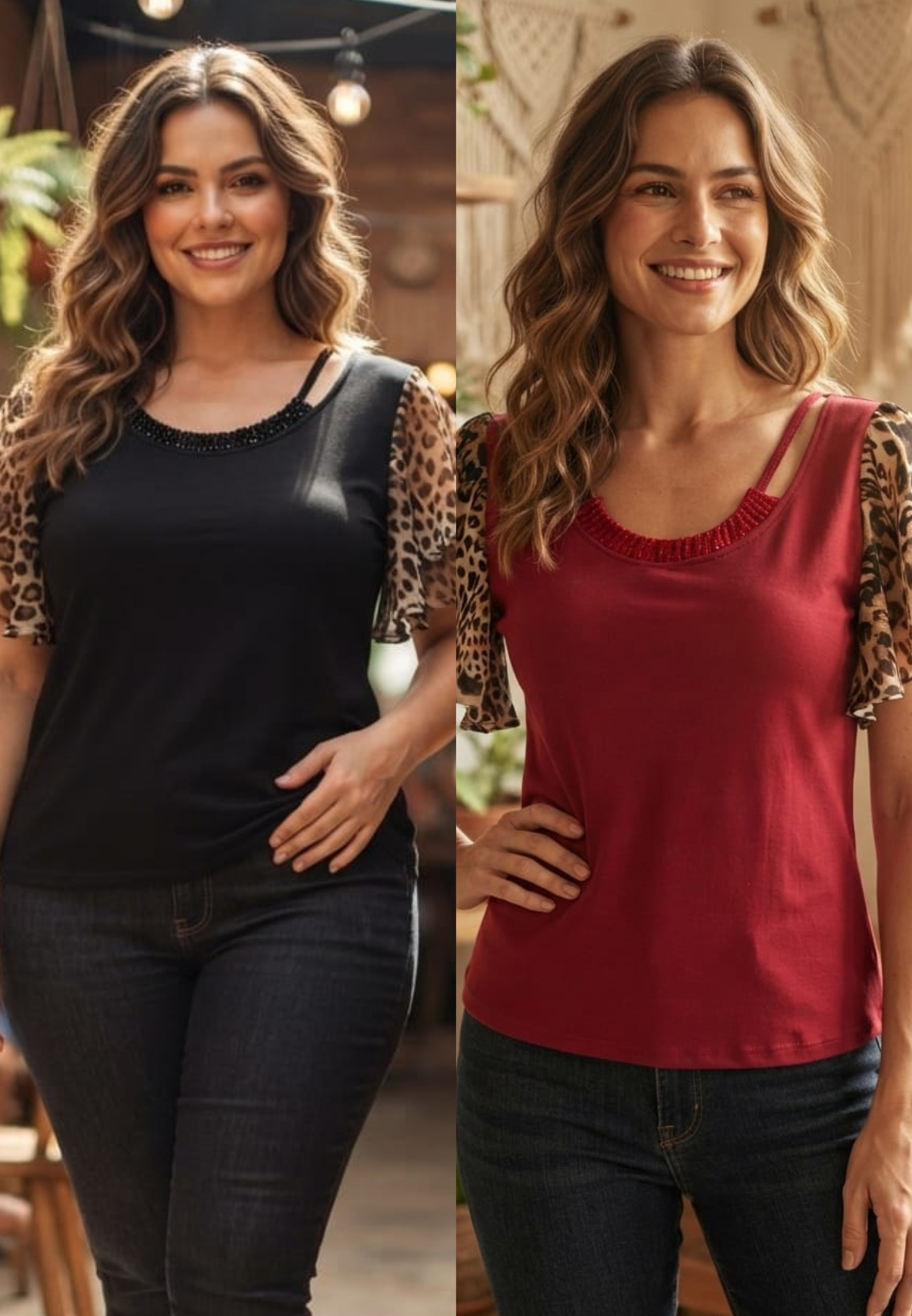 Wild-Child Leopard Print Flutter Sleeve Imported Top- 15229