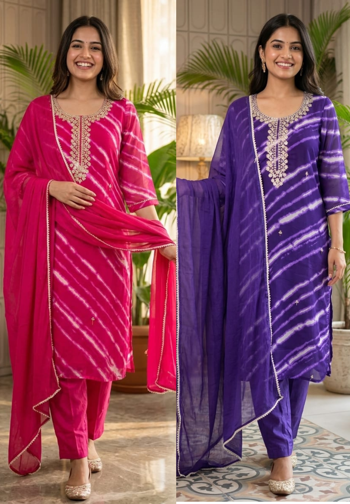 Gotta Touch Traditional Leheriya Pure Soft Georgette Full Suit Set With Dupatta- 15165