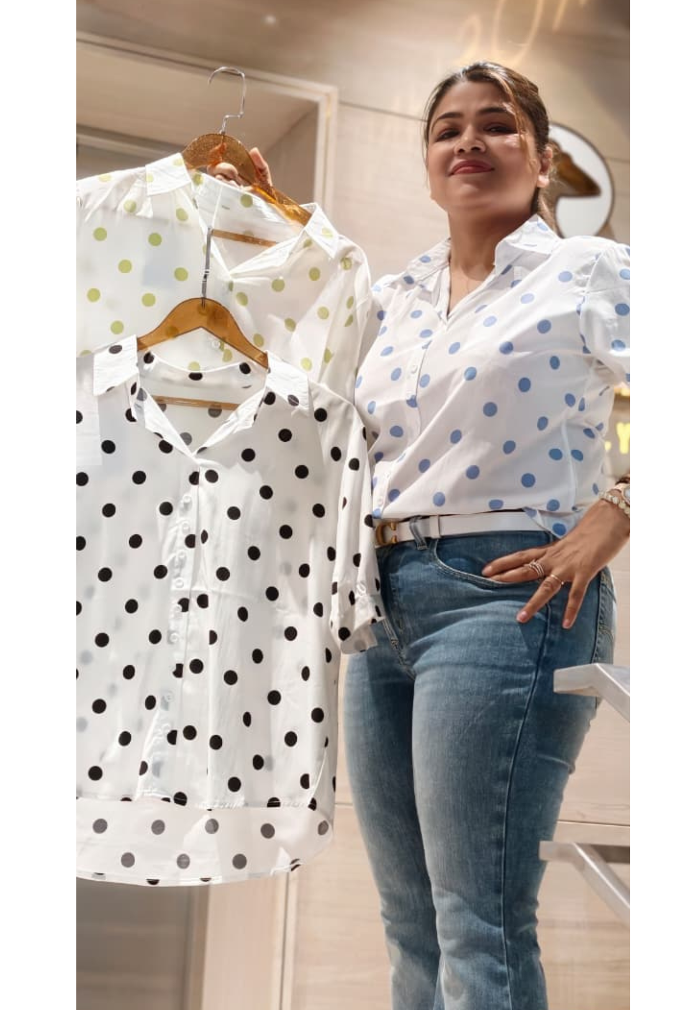 Cute Polka Dotted Lightweight Casual Western Top- 15445