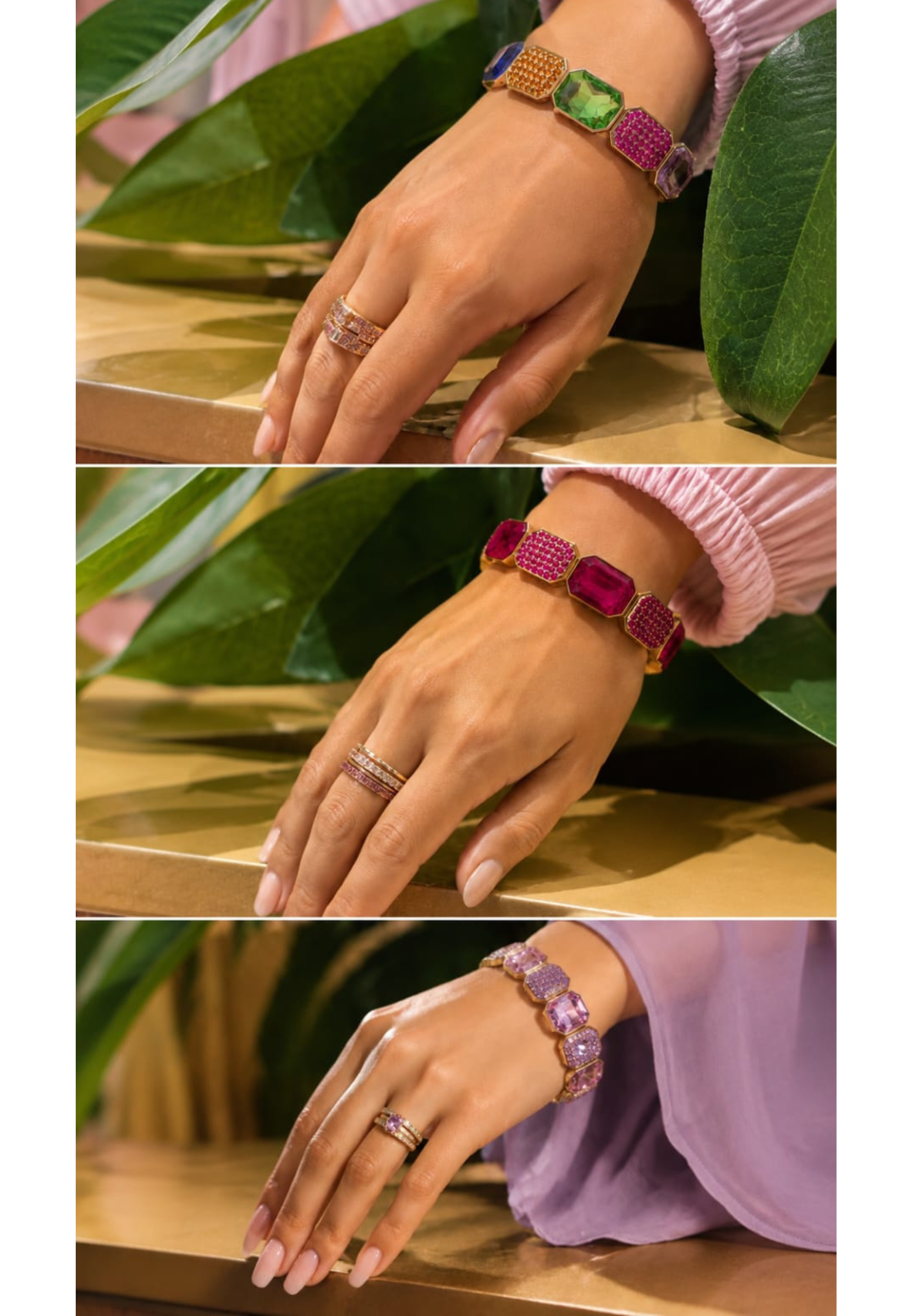 Premium Multicolor Emerald Cut Crystal Stretch Bracelet – Elegant Statement Bracelet
