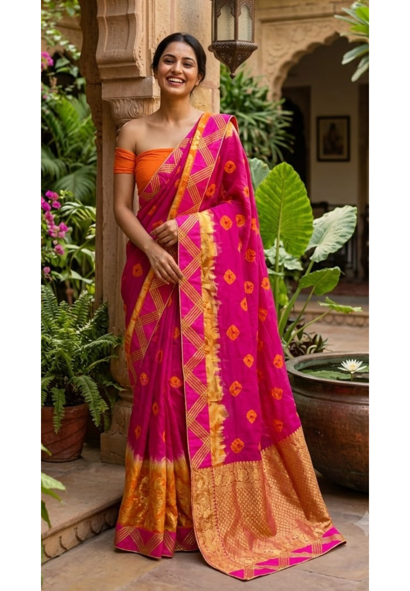 Banarasi Touch With Gotta Patti Work Vibrant Saree With Unstitched Blouse- 15660