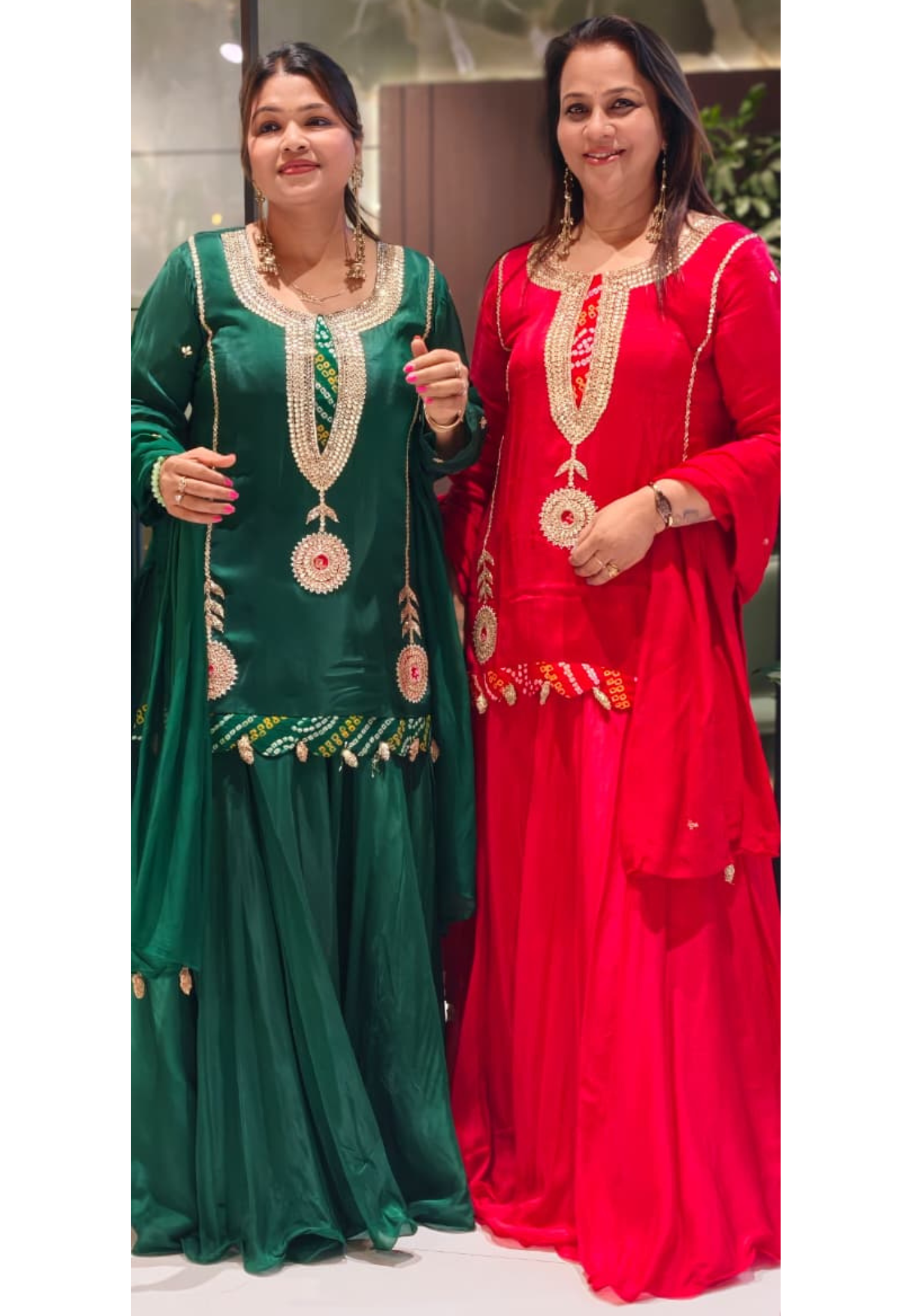 Bandhej Highlights Elegant Gotta Detailing Crepe Full Suit Set With Flared Skirt Bottom & Dupatta- 15852
