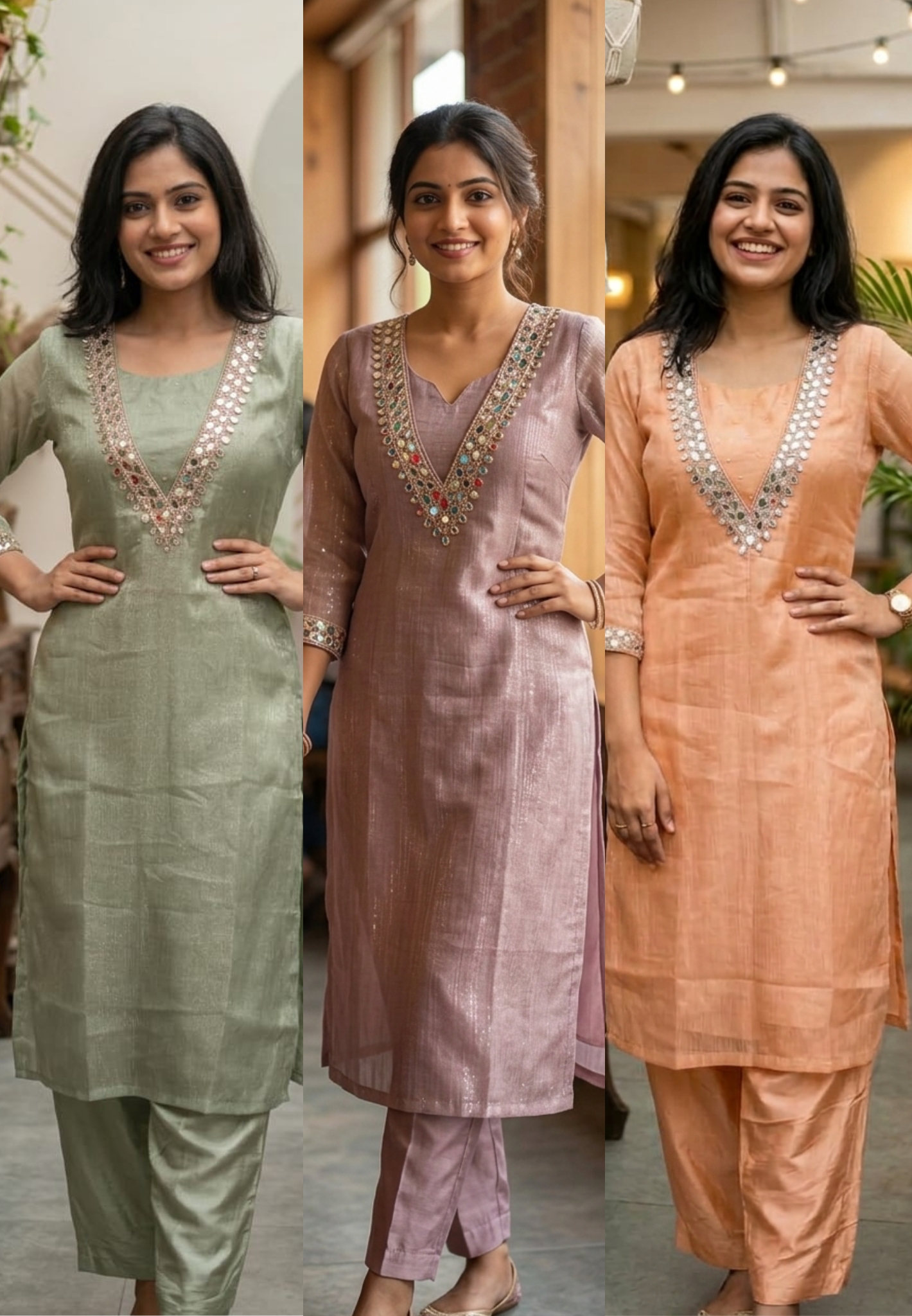 Elegant Real Mirror Highlights Salsa Fabric Kurta Pant Set With Buster Inside- 15291