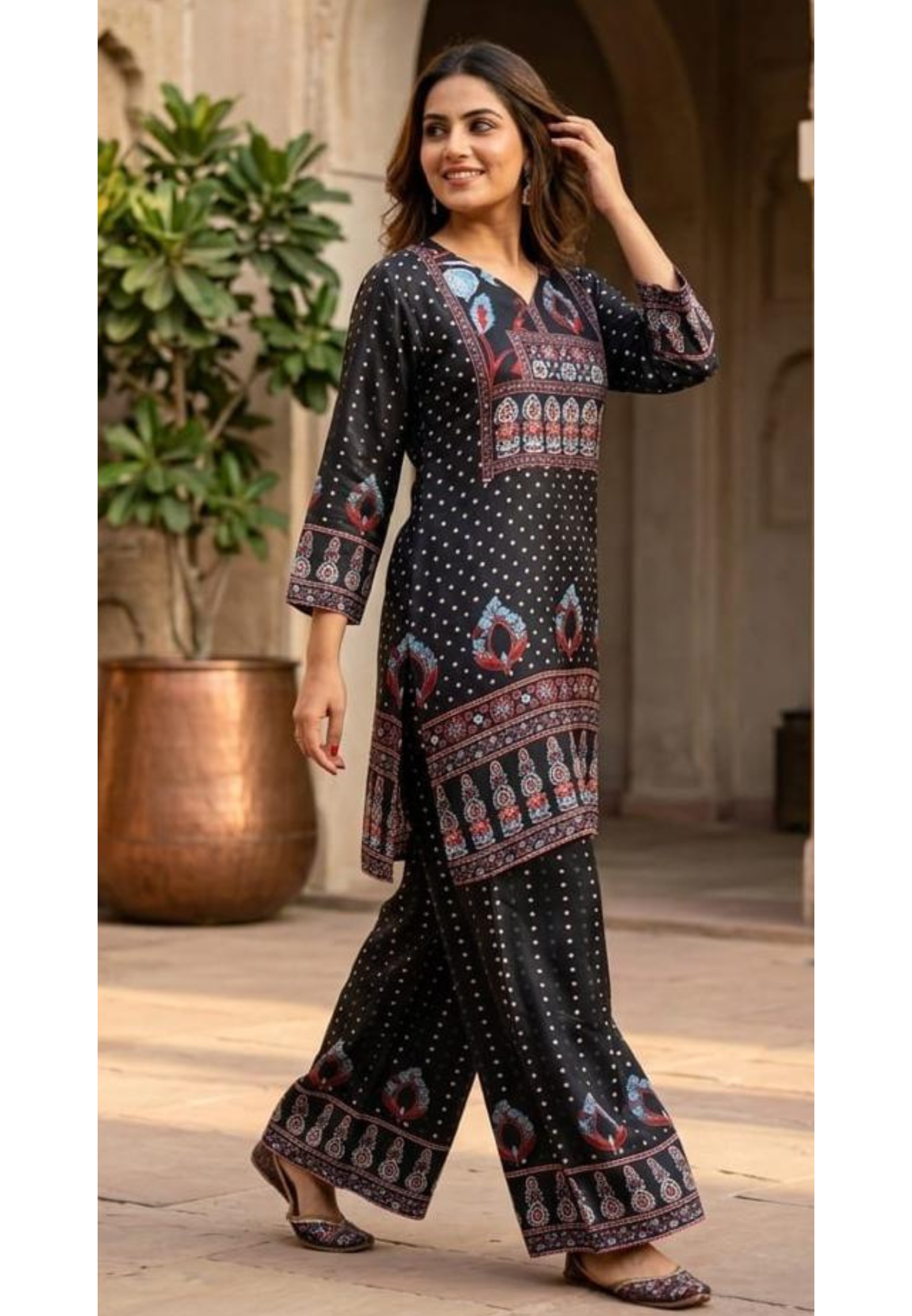 Mid-Night Nior Multicolor All-Over Printed Crepe Casual Co-Ord Set- 15377