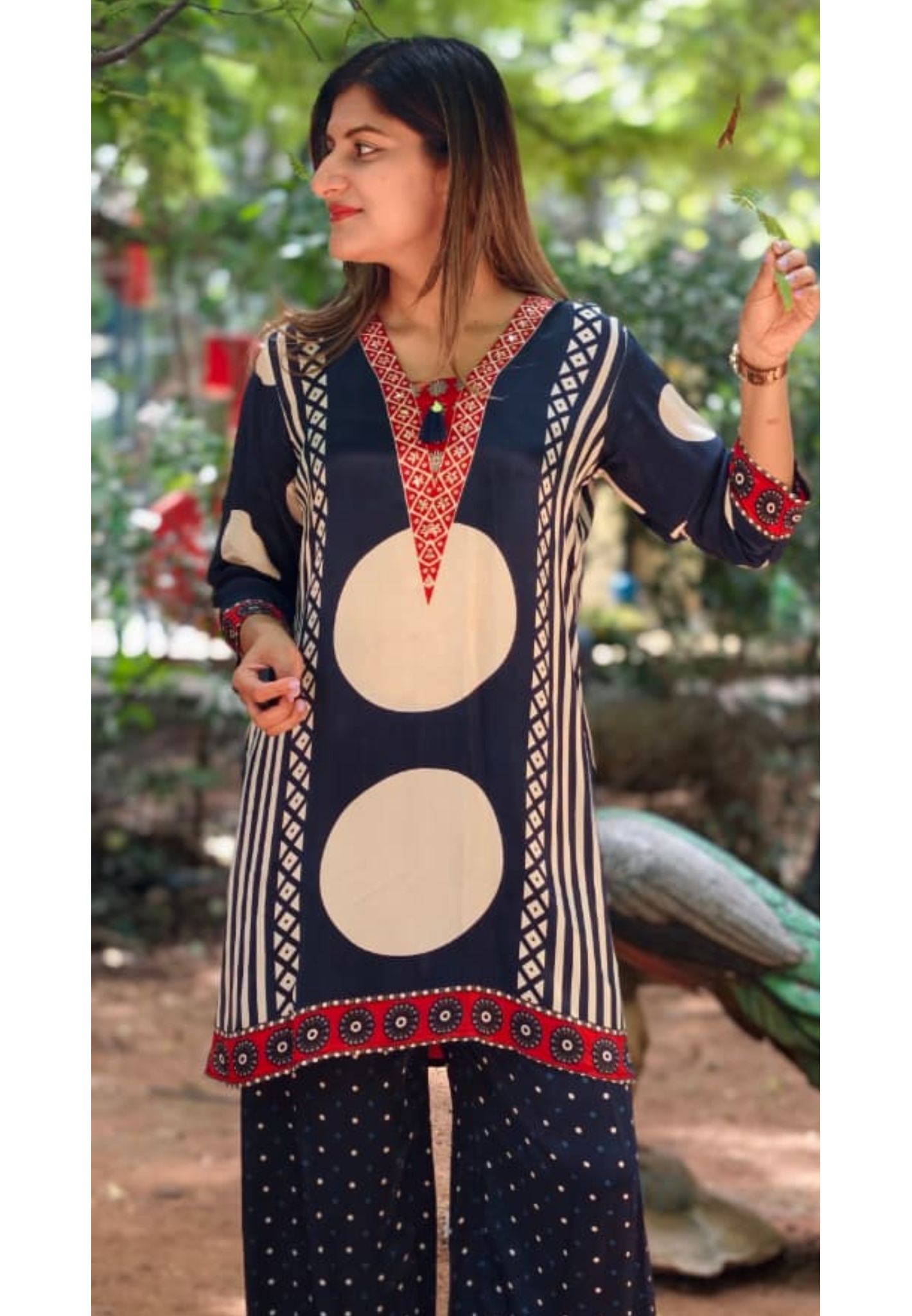 Geometric Giant Prints Multicolor Flowy Crepe Co-Ord Set- 15377