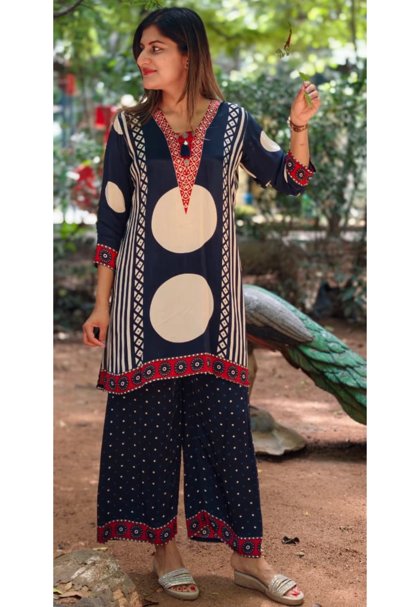 Geometric Giant Prints Multicolor Flowy Crepe Co-Ord Set- 15377