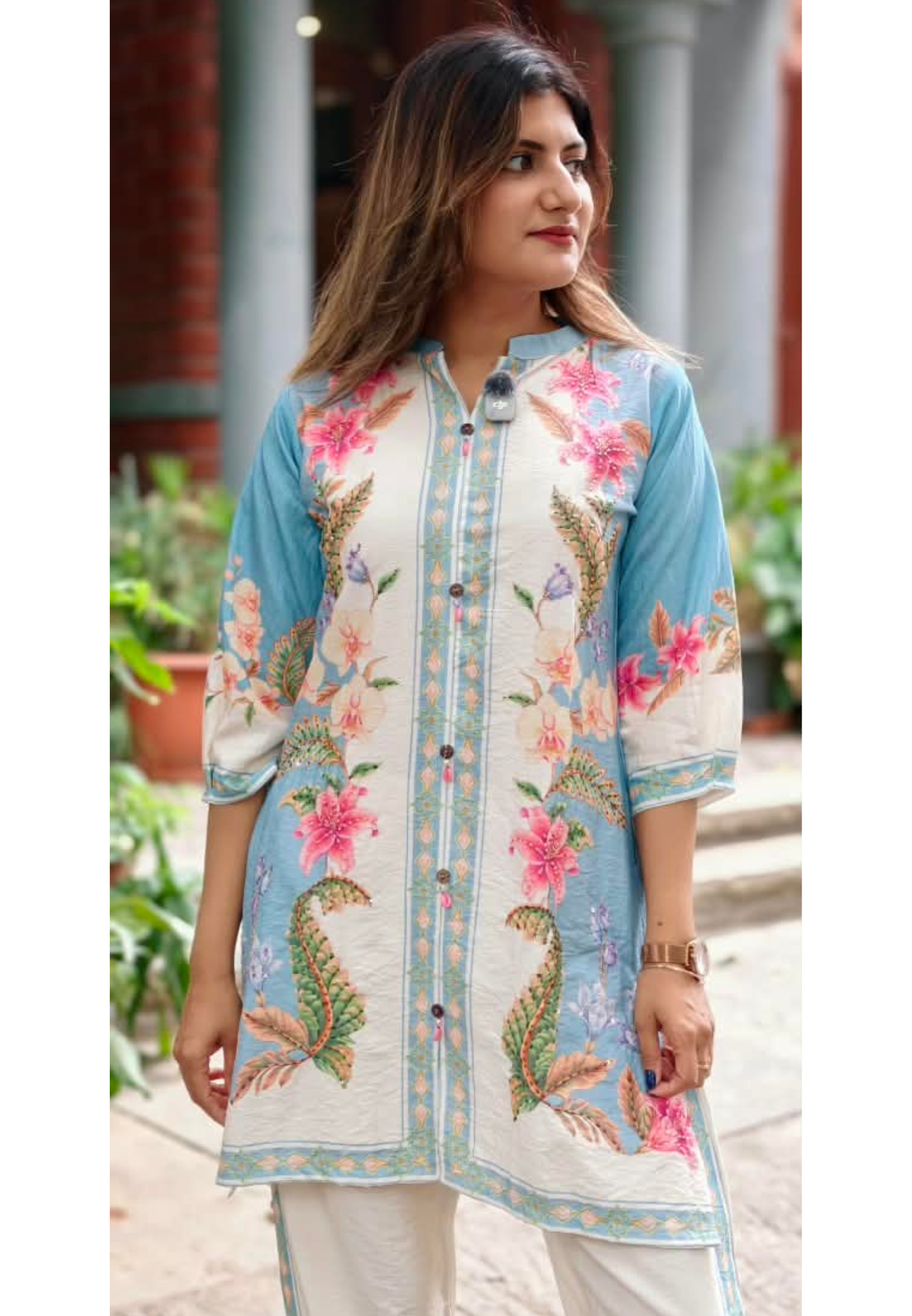 Graceful Floral Gardenia Digital Prints Viscose Rayon Co-Ord Set- 15902 (Lean Fit)