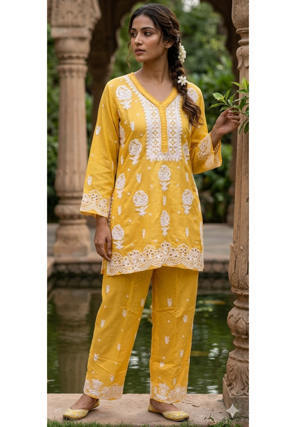 Pure Muslin Chikankari Work Summerish Tone Casual Wear Co-Ord Set-14394 RB221