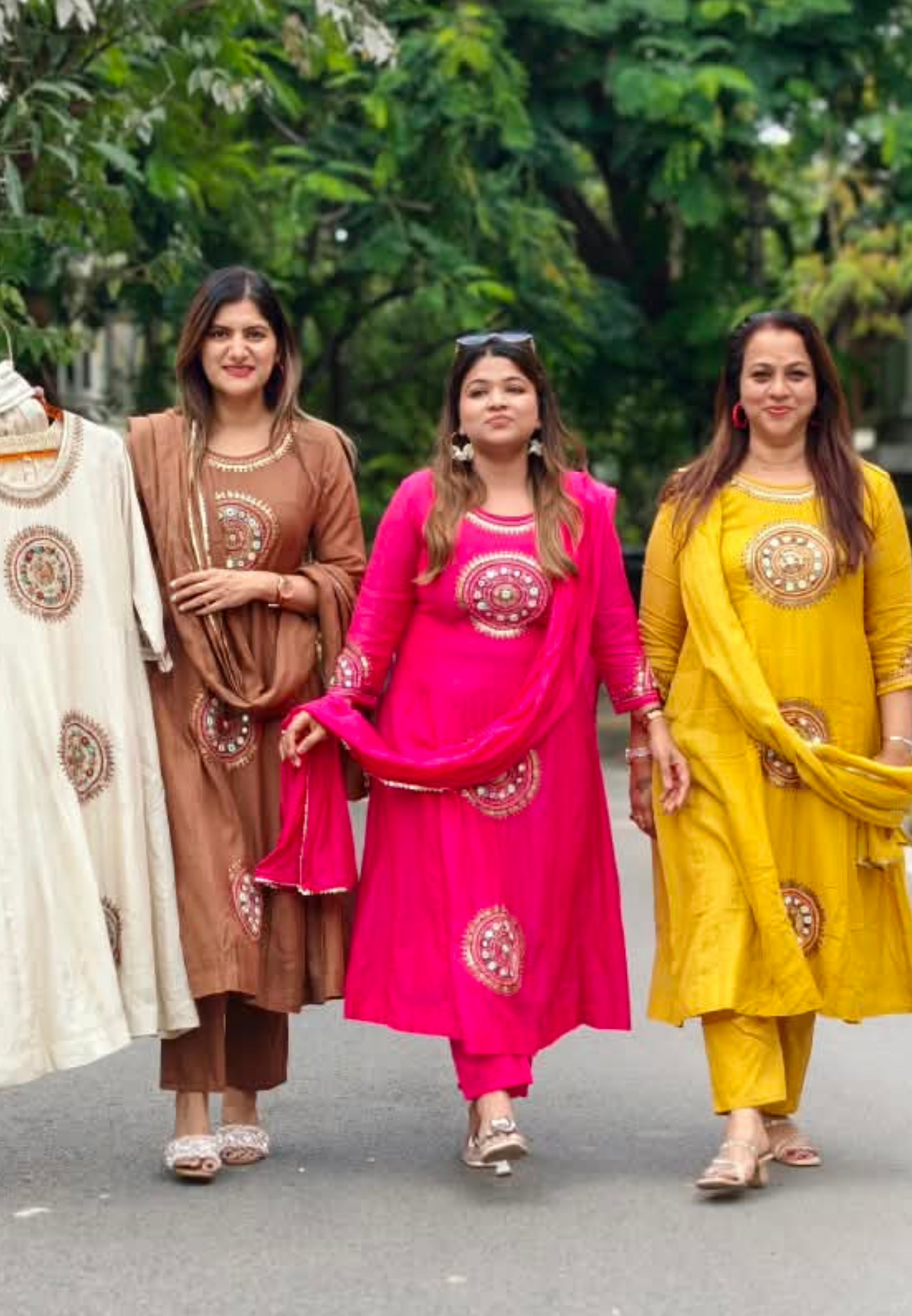 Heritage Intricate Mirror Tribal-Inspired Embroidery and Artisan Detailing Mul-Chanderi A-line Full Suit Set With Dupatta-16109