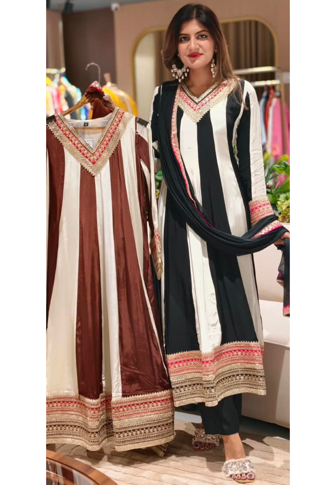 Highly Flared Panel Dual Tone Anarkali With Vibrant Zardosi Embroidery Work- 16127
