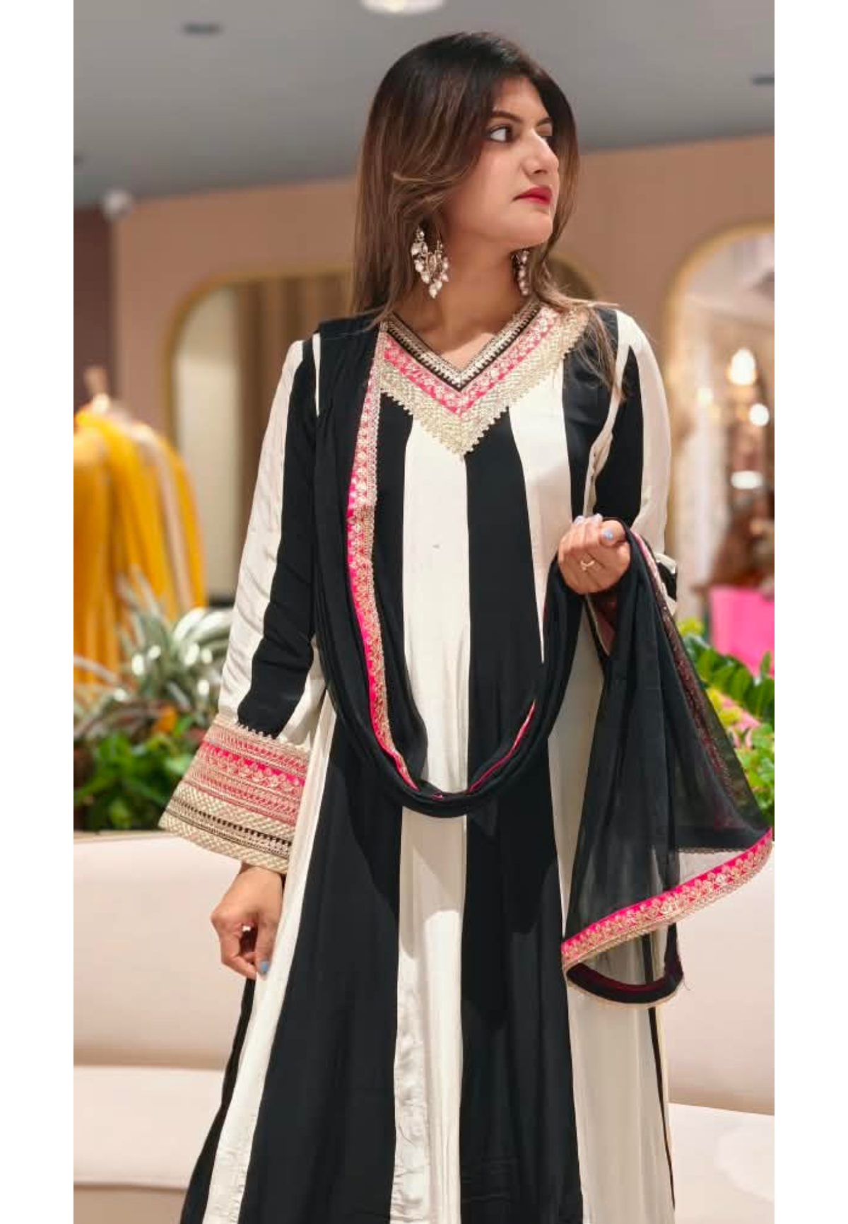 Highly Flared Panel Dual Tone Anarkali With Vibrant Zardosi Embroidery Work- 16127