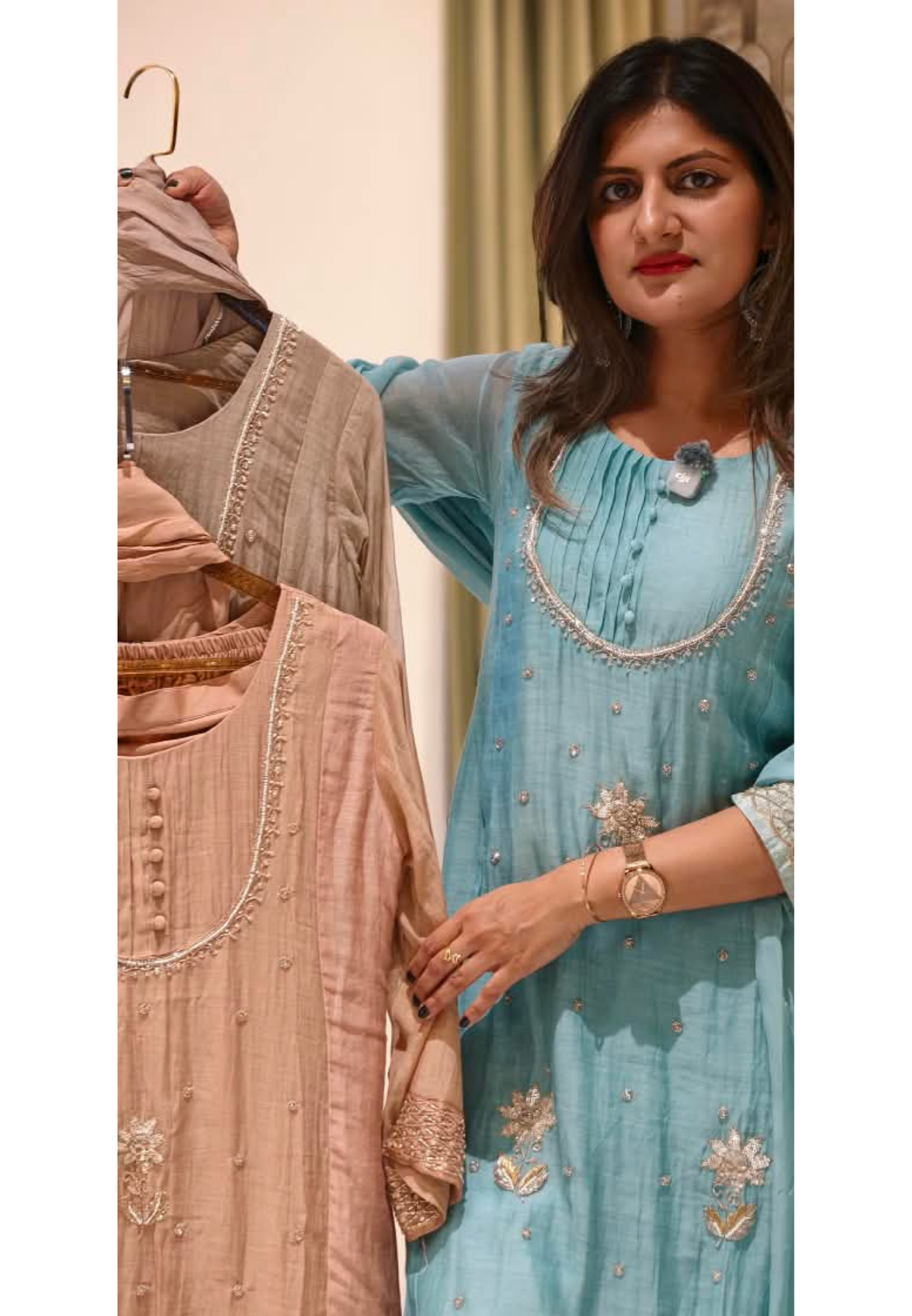 English Color Palette Suttle Work Beautiful A-Line Mul-Chanderi Full Suit Set With Dupatta-16220