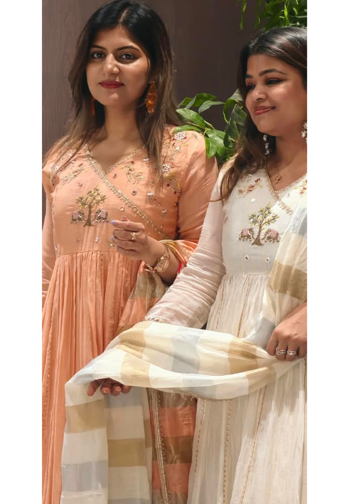 Banarasi Mul-Chanderi Tree Of Life Angrakha Embroidered Joint Anarkali Full Suit Set With Dupatta-16282