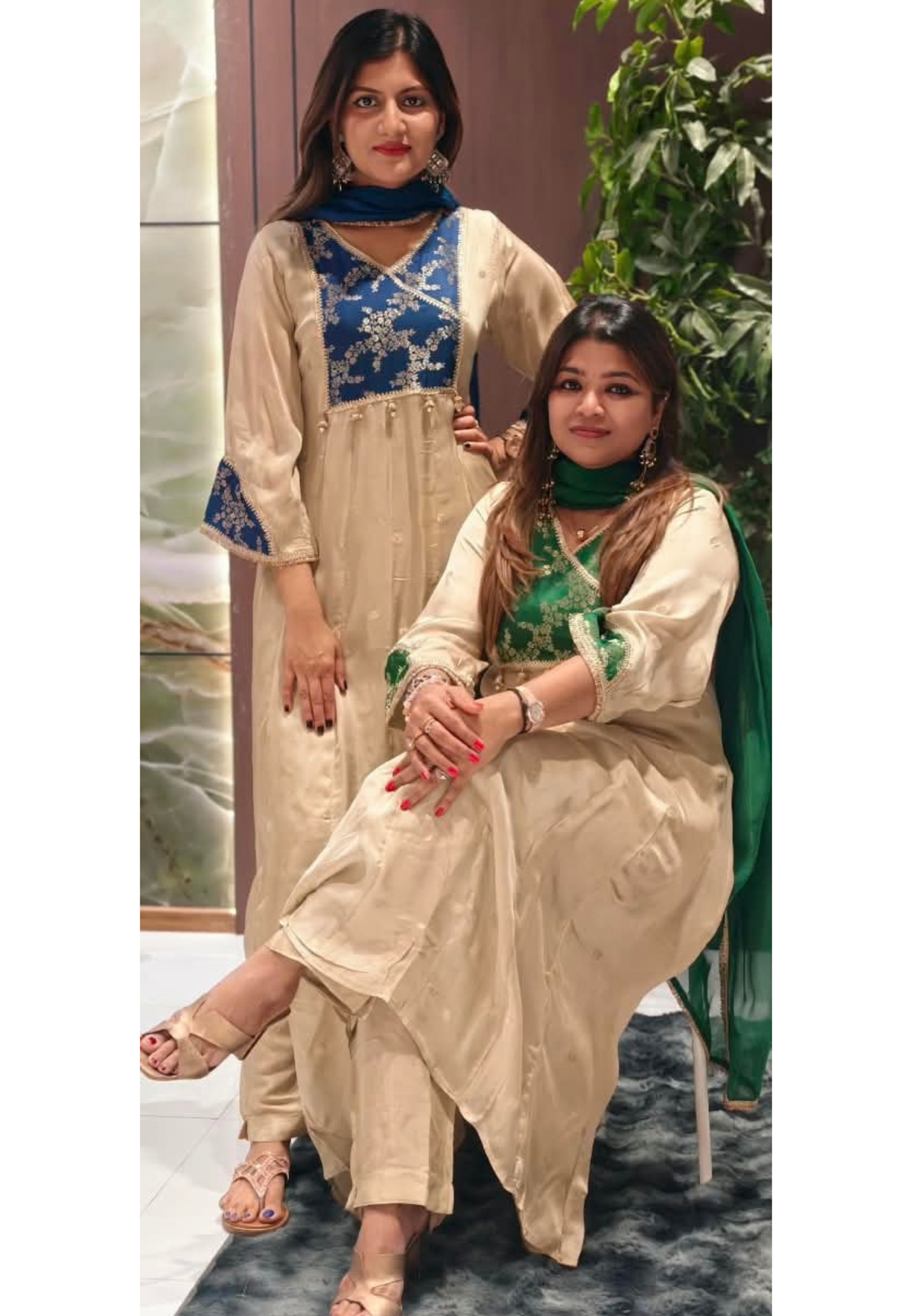 Brocade Touch Floral Vine Yoke Latkan Accent Anarkali Full Suit Set With Dupatta- 16361