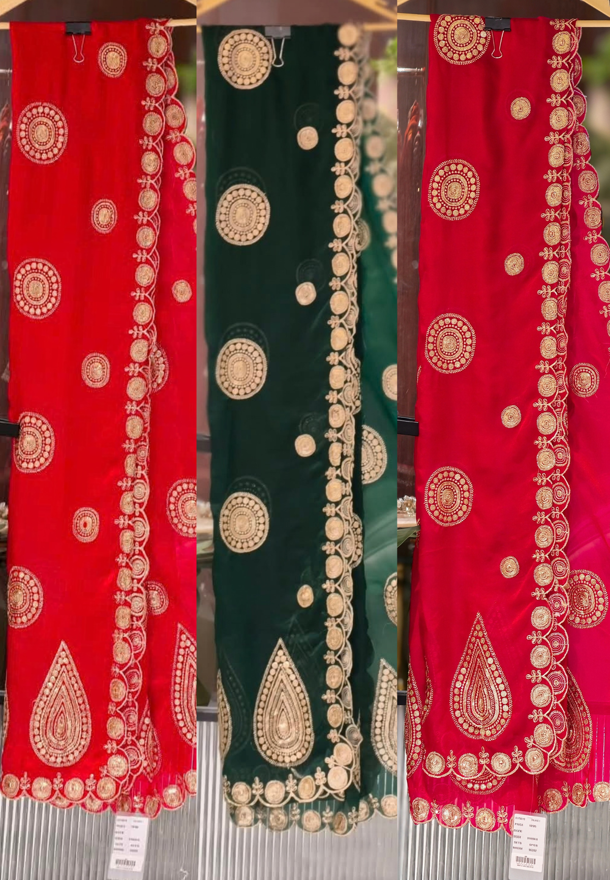Bright Dupatta with Traditional Circular & Paisley Motif Embroidery- 16392