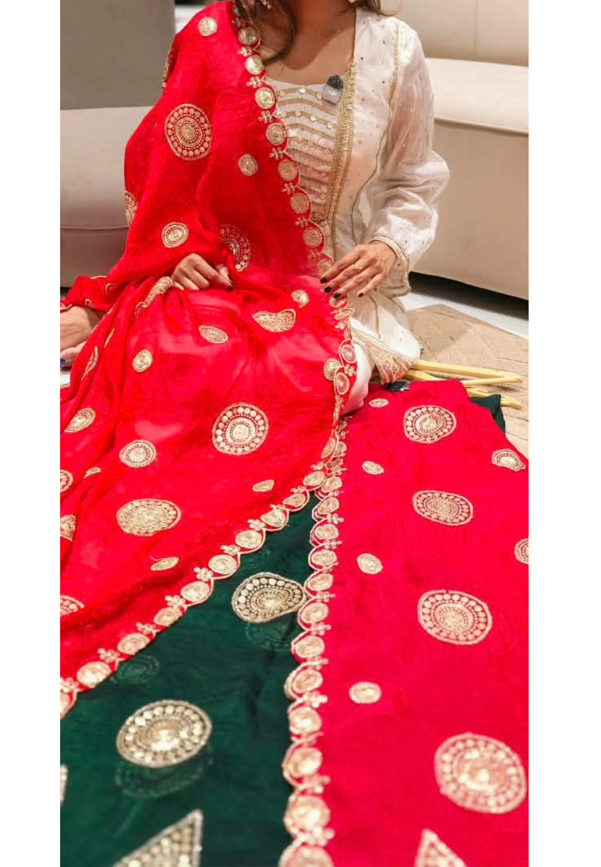 Bright Dupatta with Traditional Circular & Paisley Motif Embroidery- 16392
