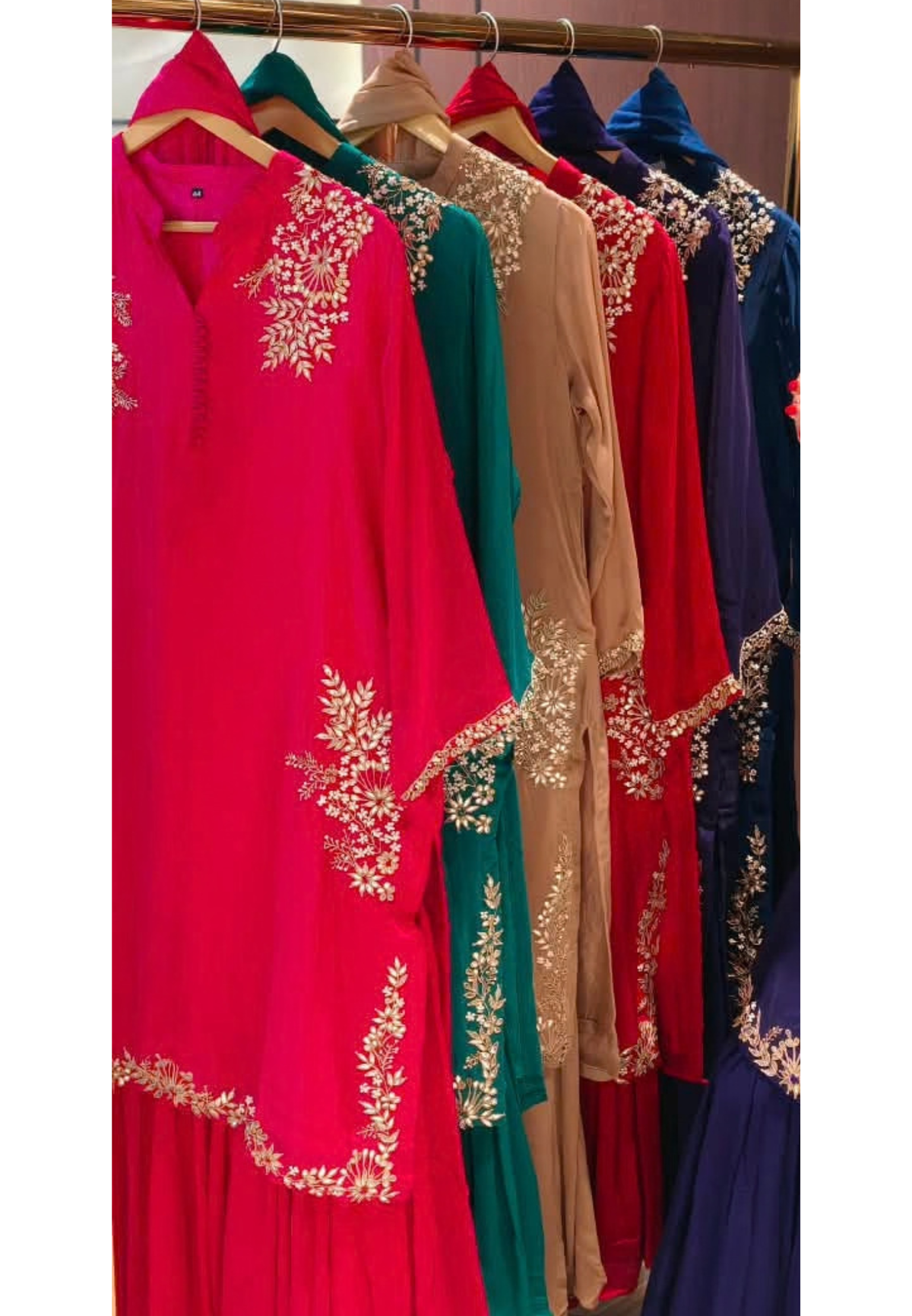 Butter Shine Crepe Delicate Embroidery Solid Shade Crepe Full Suit Set With Sharara Bottom & Dupatta- 16488