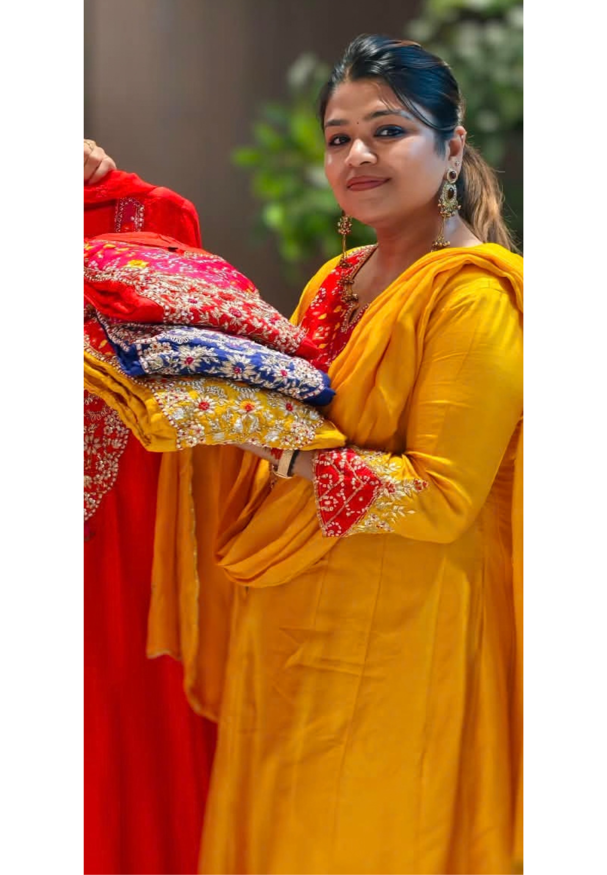 Russian Silk Bandhej Patch With Heavy Embroidery Work Panel Anarkali Full Suit Set With Dupatta-16566