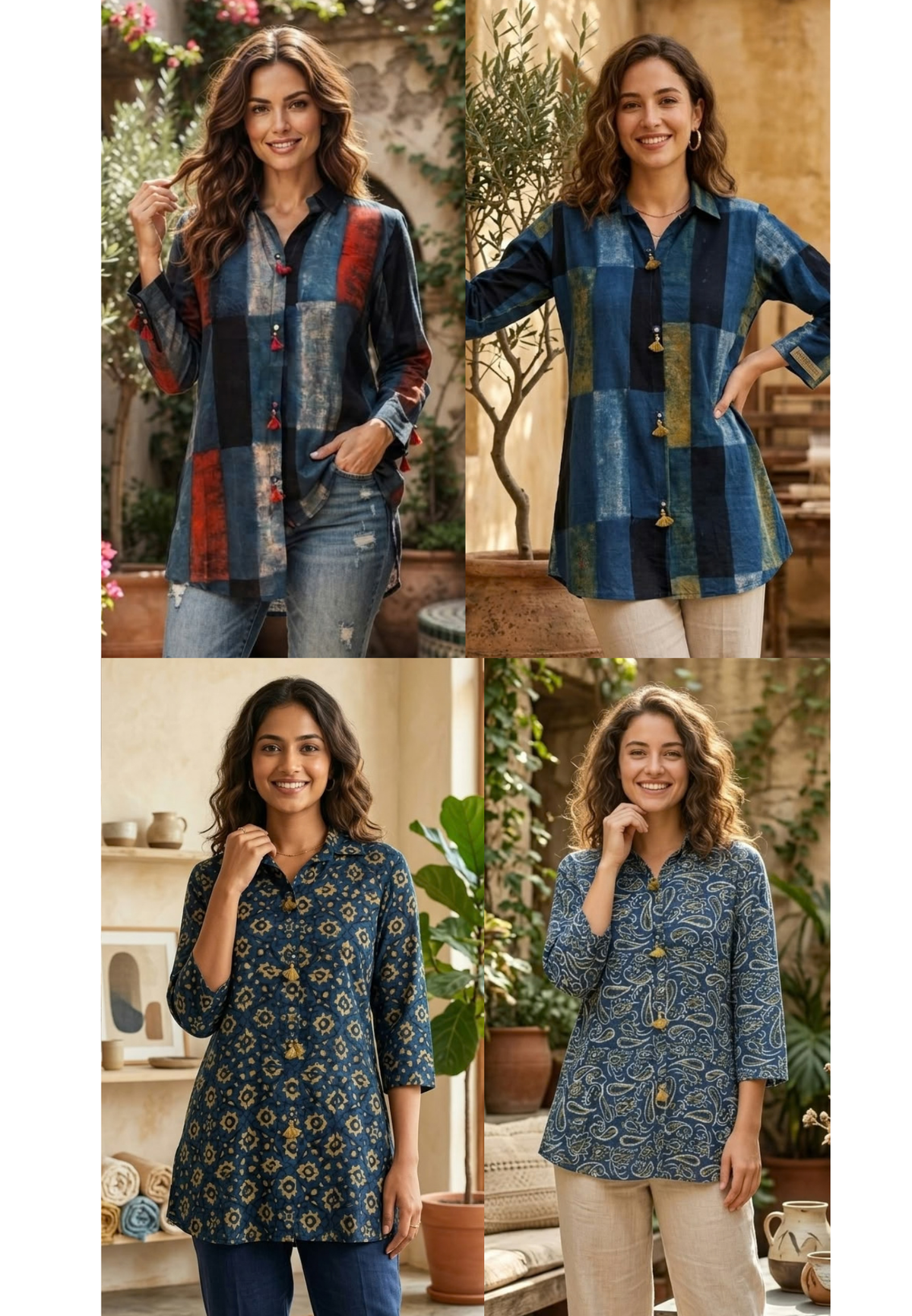 Pure Cotton Diffrent Prints Light-Weight Collared Shirts- 16604