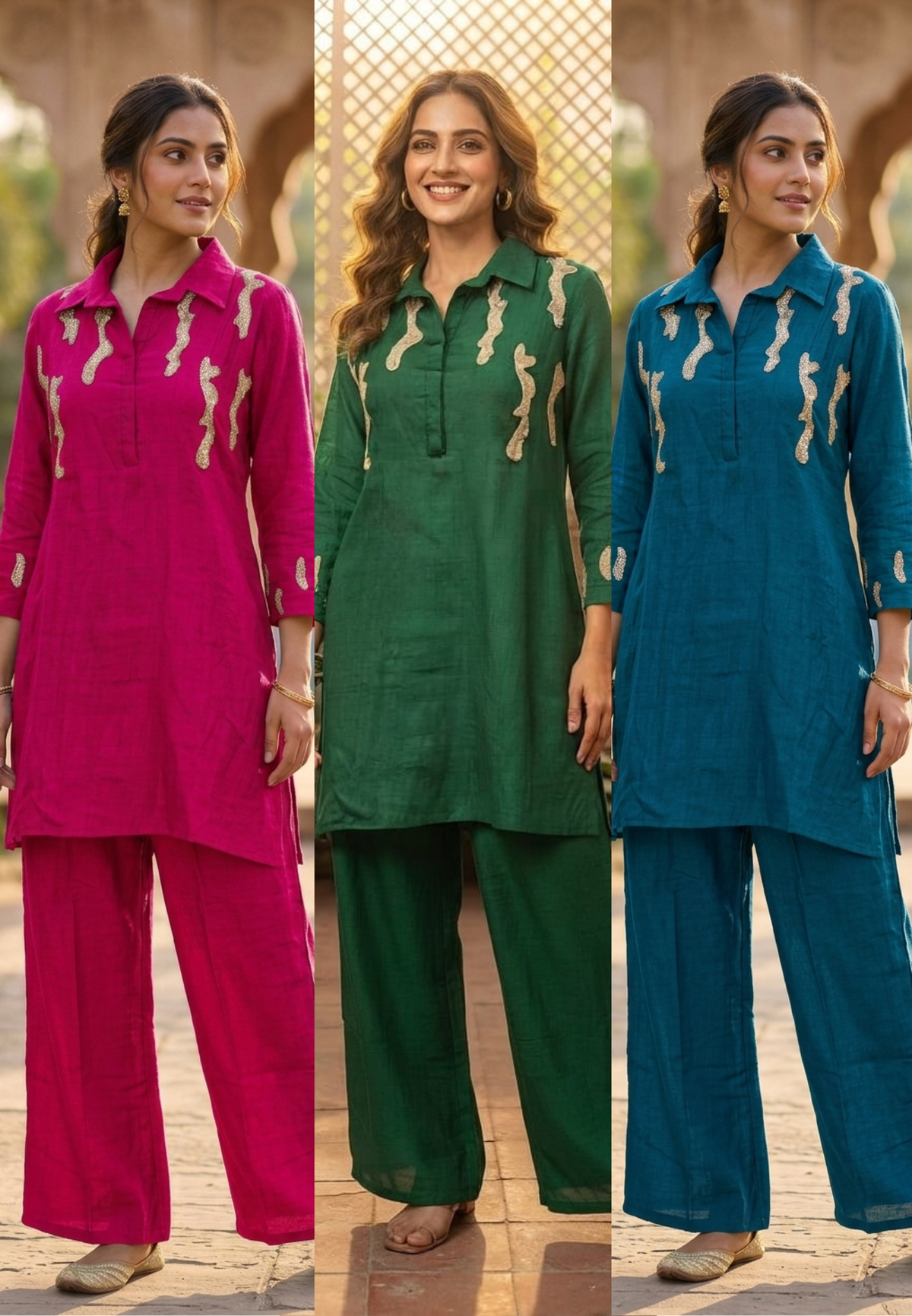 Sequence Abstract Embroidery Mulchanderi Co-Ord Set-16659