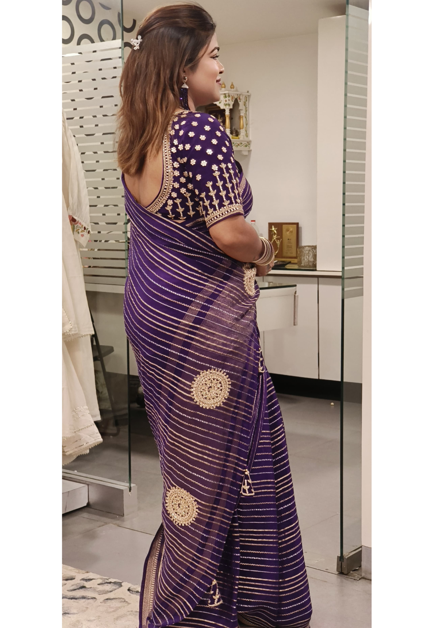 Designer Embroidered Pitten Work Silk Designer Saree