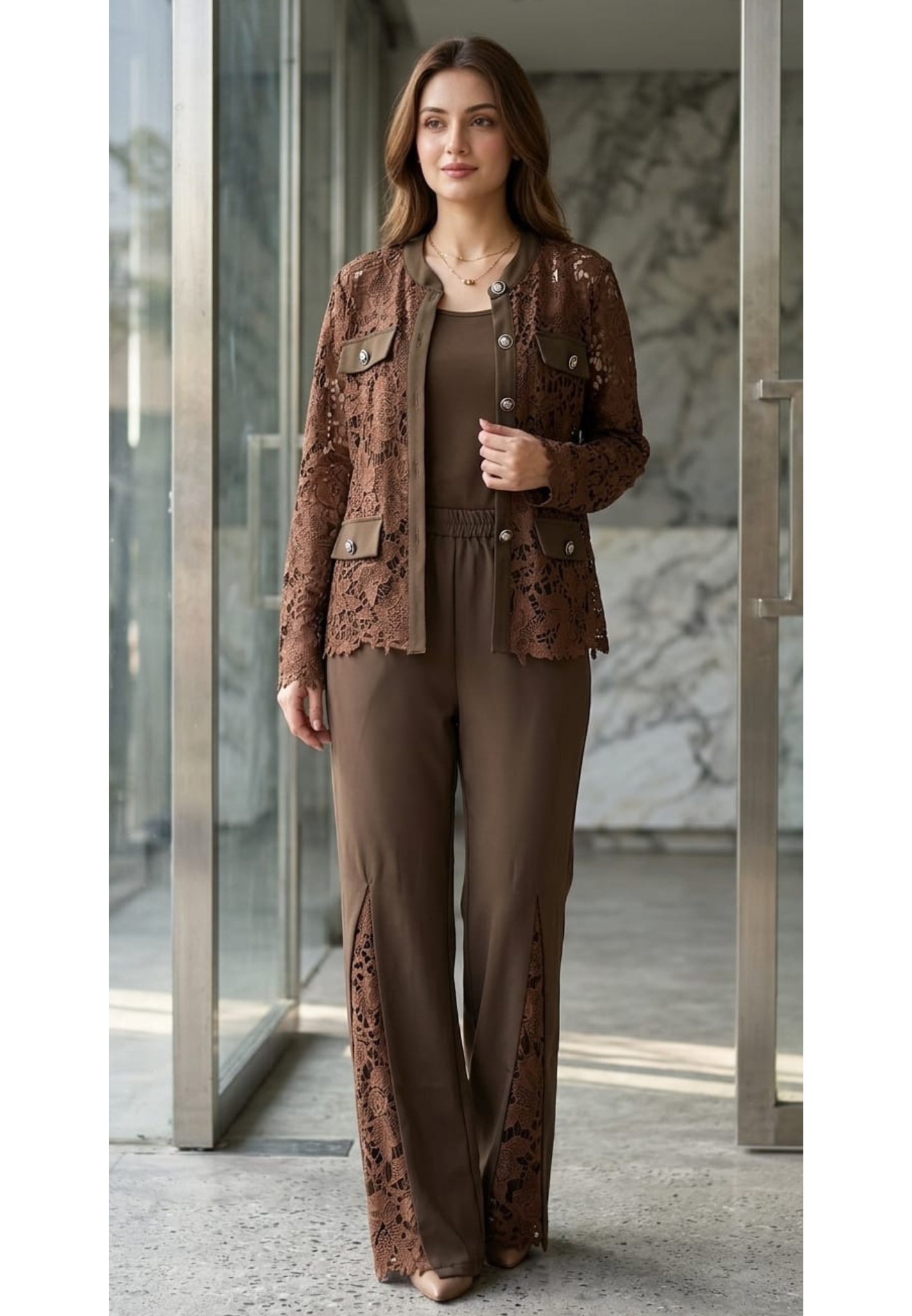 Premium Floral Embroidered Cut-Work Stunning Co-ord Set With Inner- 15031
