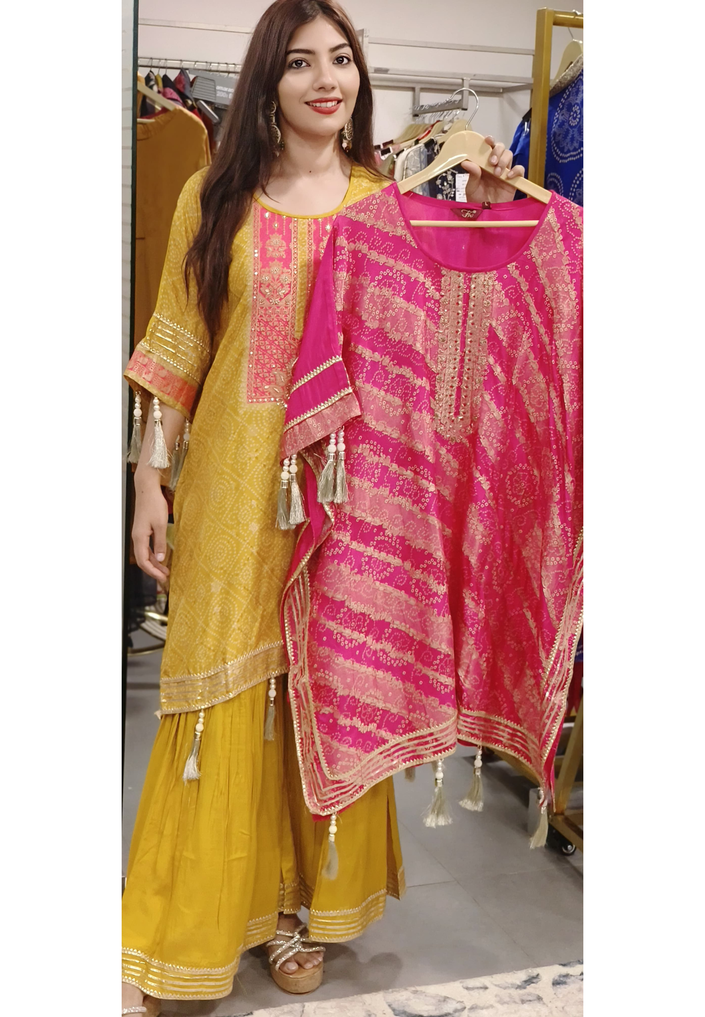 Embroidered Banarasi Kaftan Set with Sharara A Perfect Fusion of Elegance and Comfort 08926,08927,08928