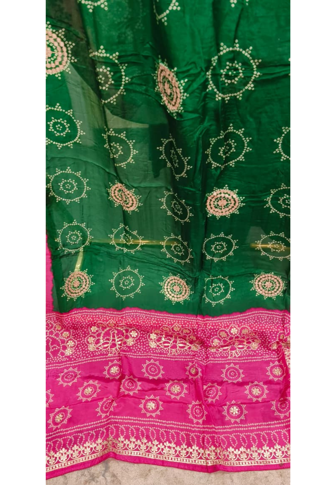 Vibrant Combo Gotta Work Round Bandhej Print Saree With Unstitched Blouse