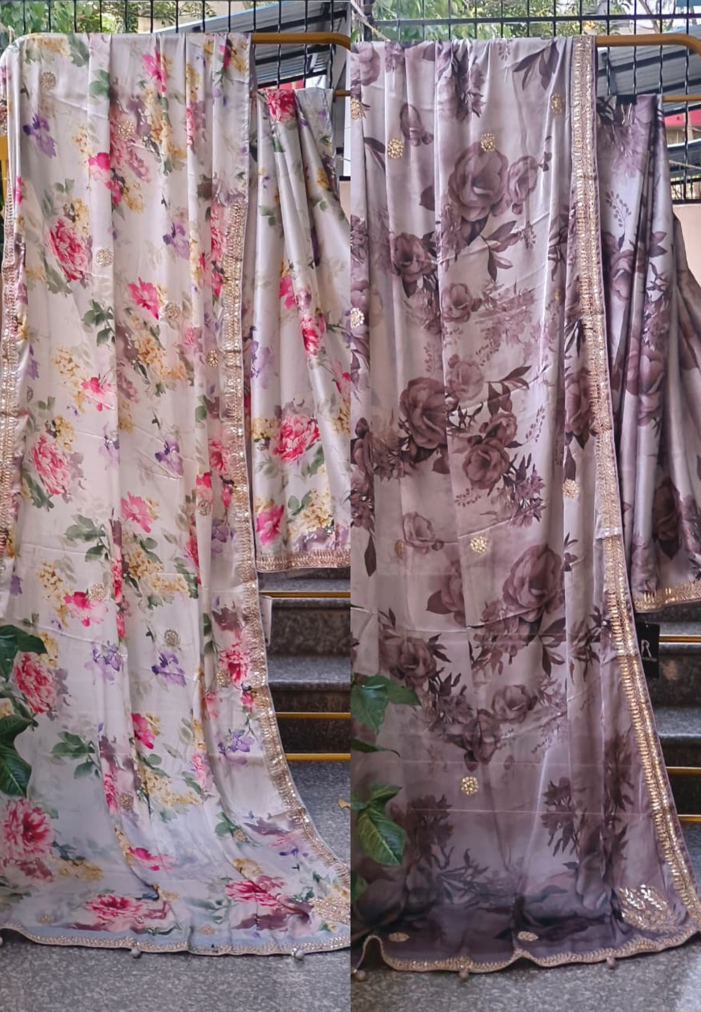 Very Uniquely Worked Digital Floral Prints Saree With Unstitched Blouse