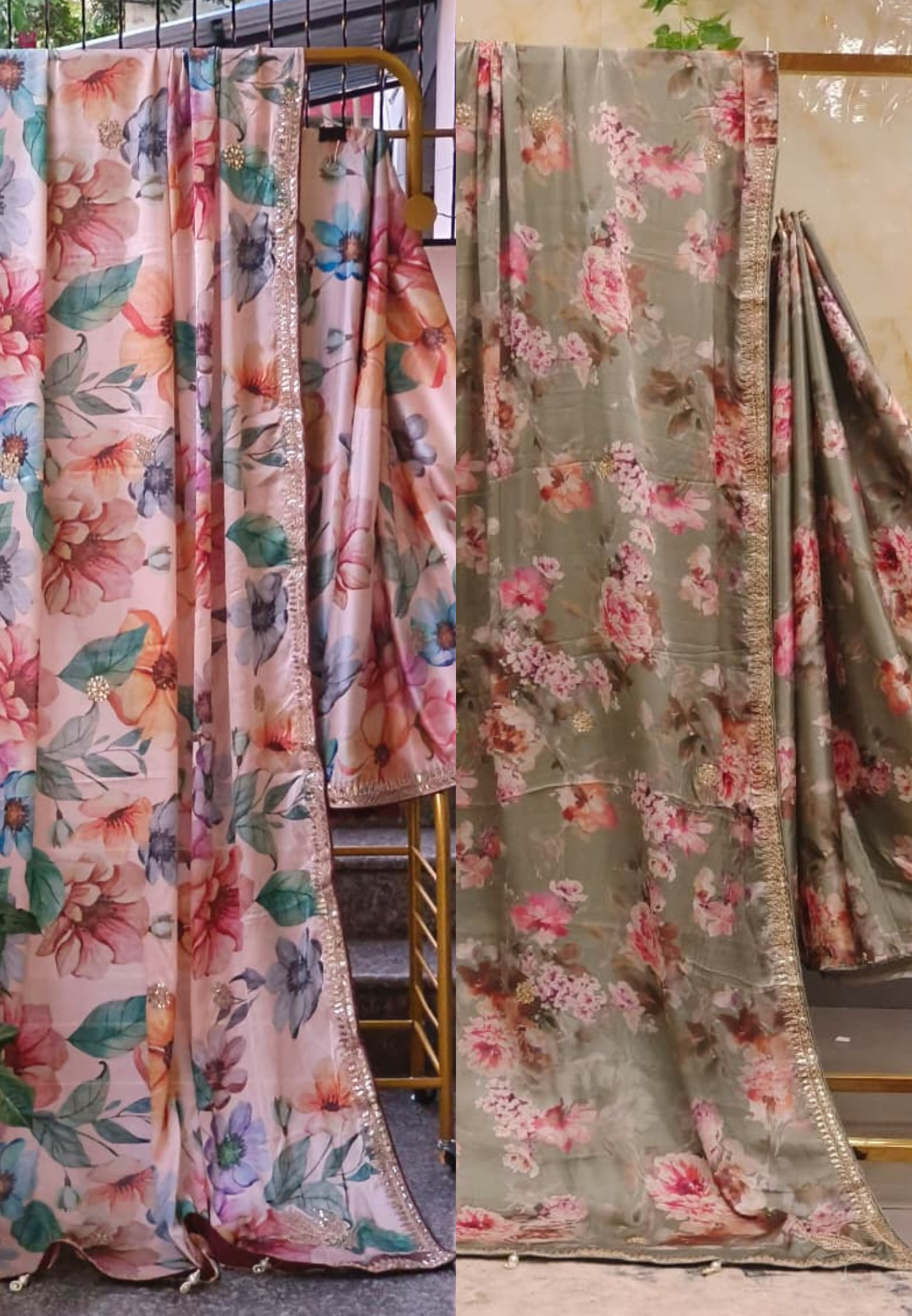 Very Uniquely Worked Digital Floral Prints Saree With Unstitched Blouse