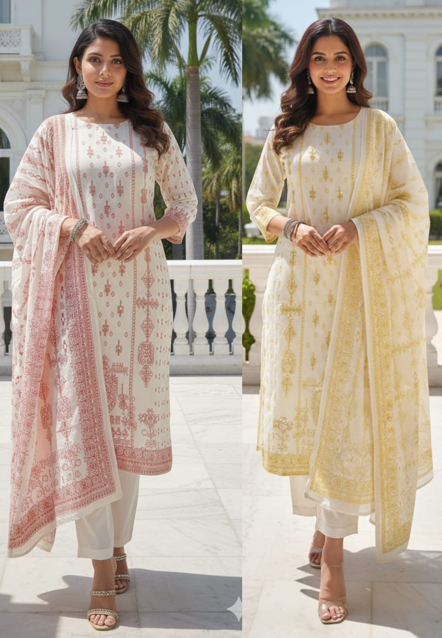 Cute Tiny Prints Decent Tone Minimal Embroidered Full Suit Set With Dupatta In Cotton Fabric 13680