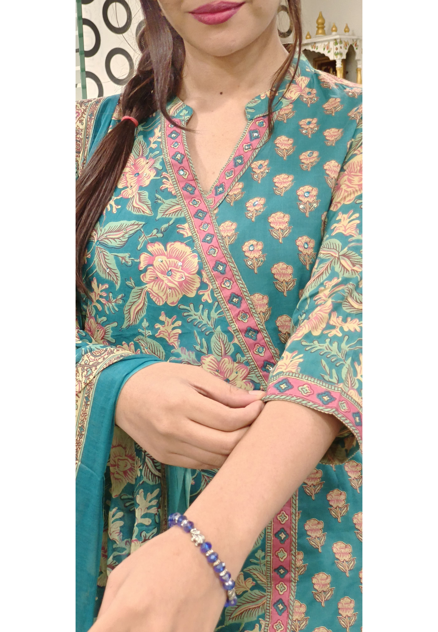 Printed cotton Angrakha Pattern Slightly Aline Full suit set with palazzo 09216