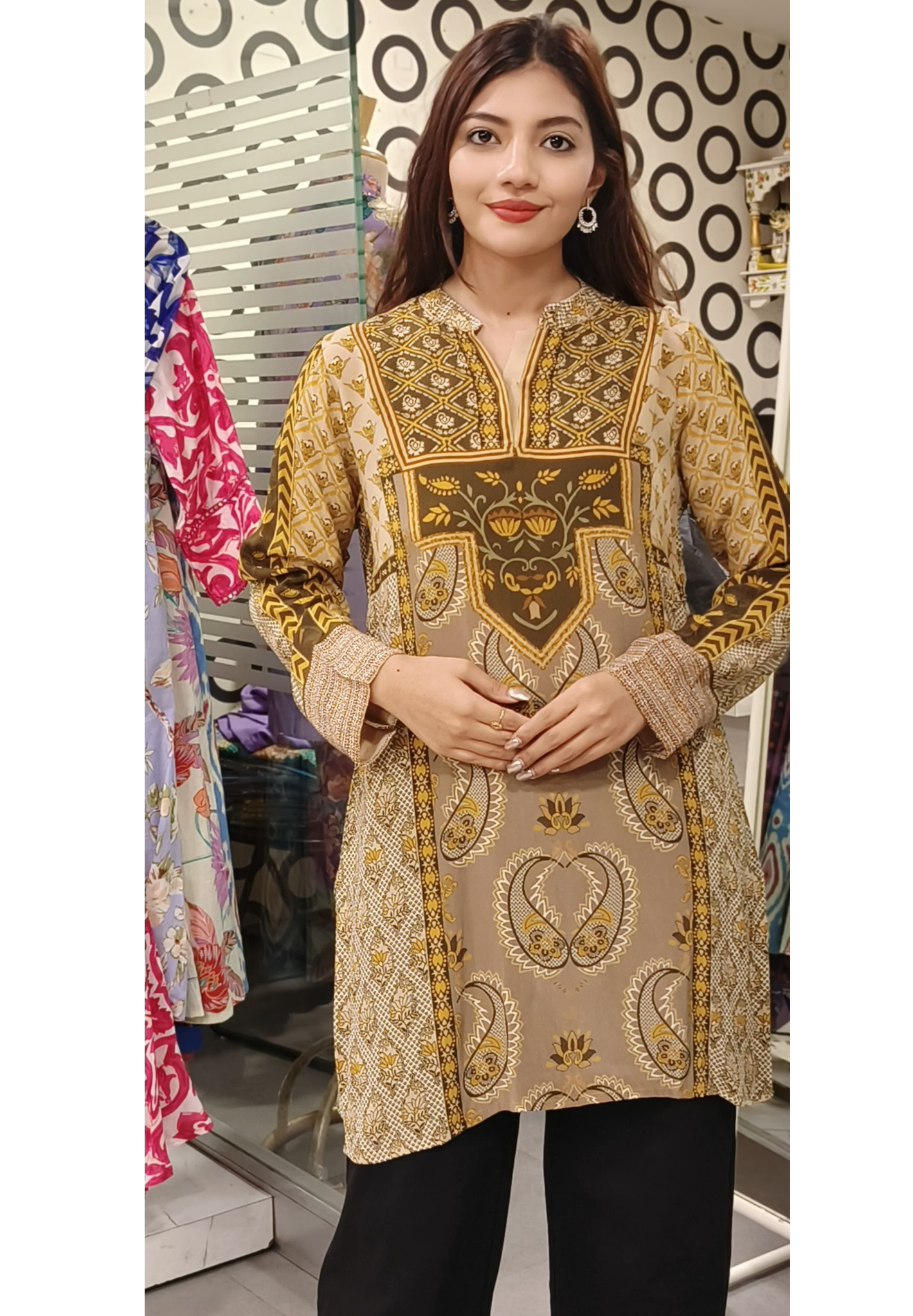 Printed Pure Crepe Only  Short Kurti - 09727, 09728