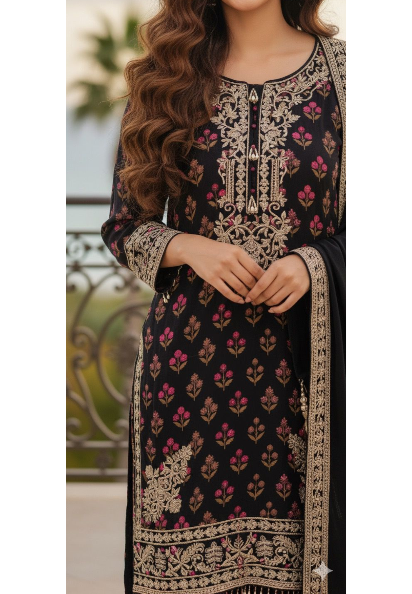 Designer Hand With Machine Work Vibrant Printed Full Suit Set With Dupatta In Pure Fabric- 11638, 11639