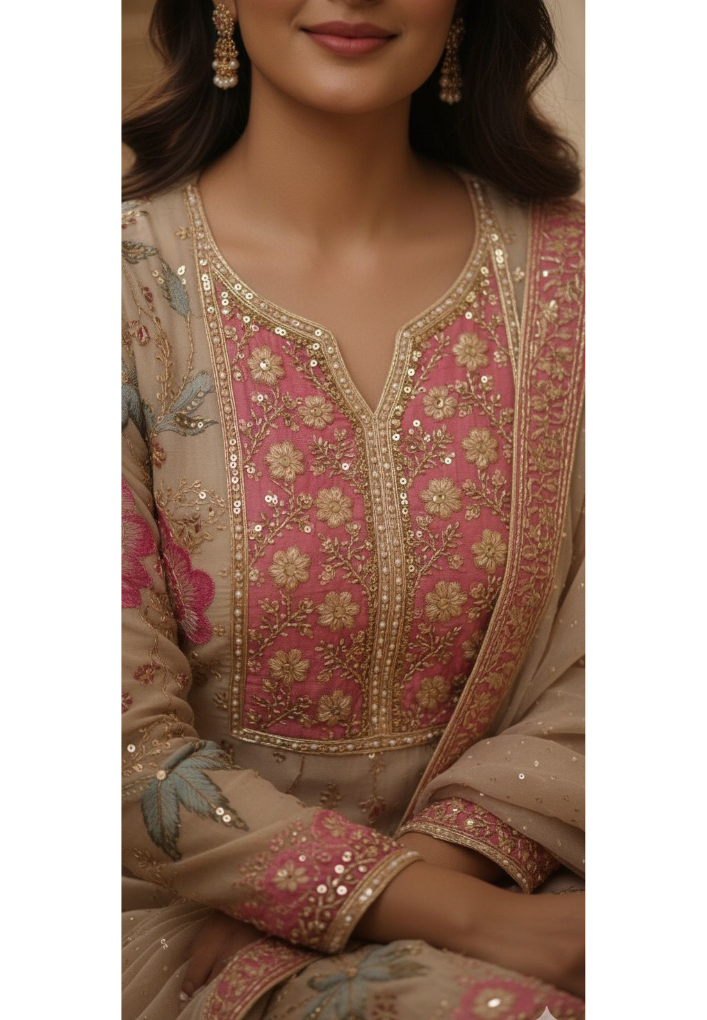 Heavy Floral Print Shimmer Tissue Full Embroidered Sharara Set With Matching Mukesh Work Dupatta