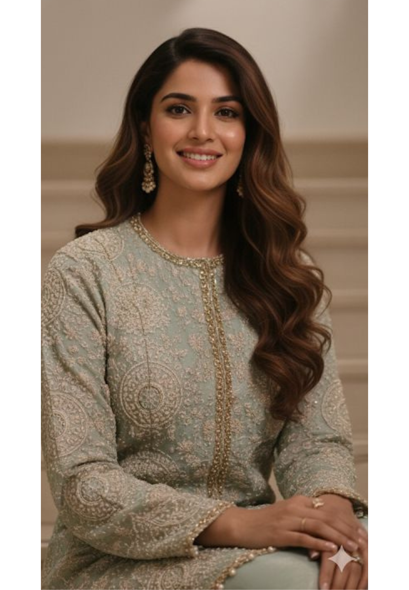 Pastel Green Indo-Western Sharara Set with Long Embroidered Jacket