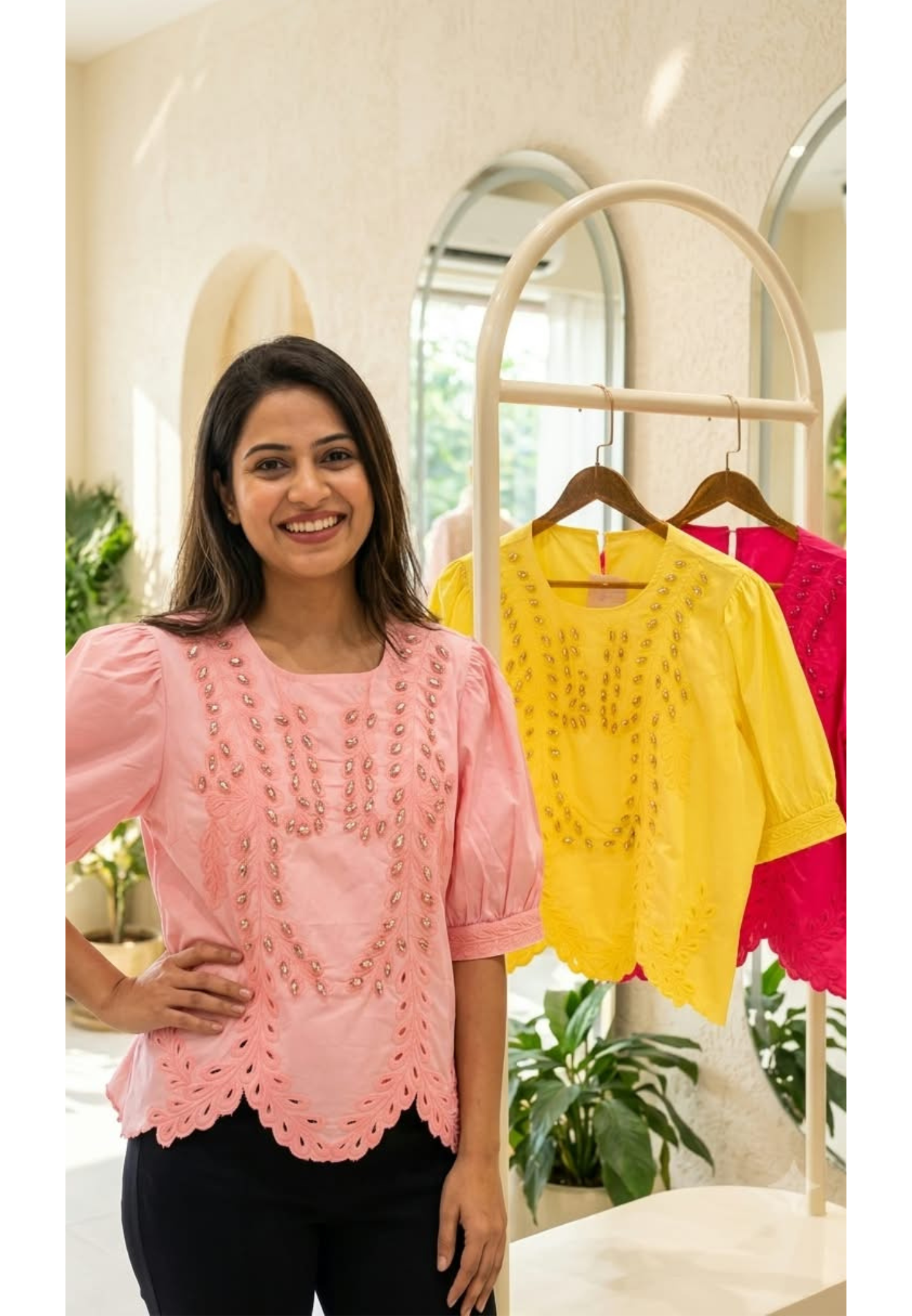 Zaria Handwork Inspired Embroidered Cotton Top-15039