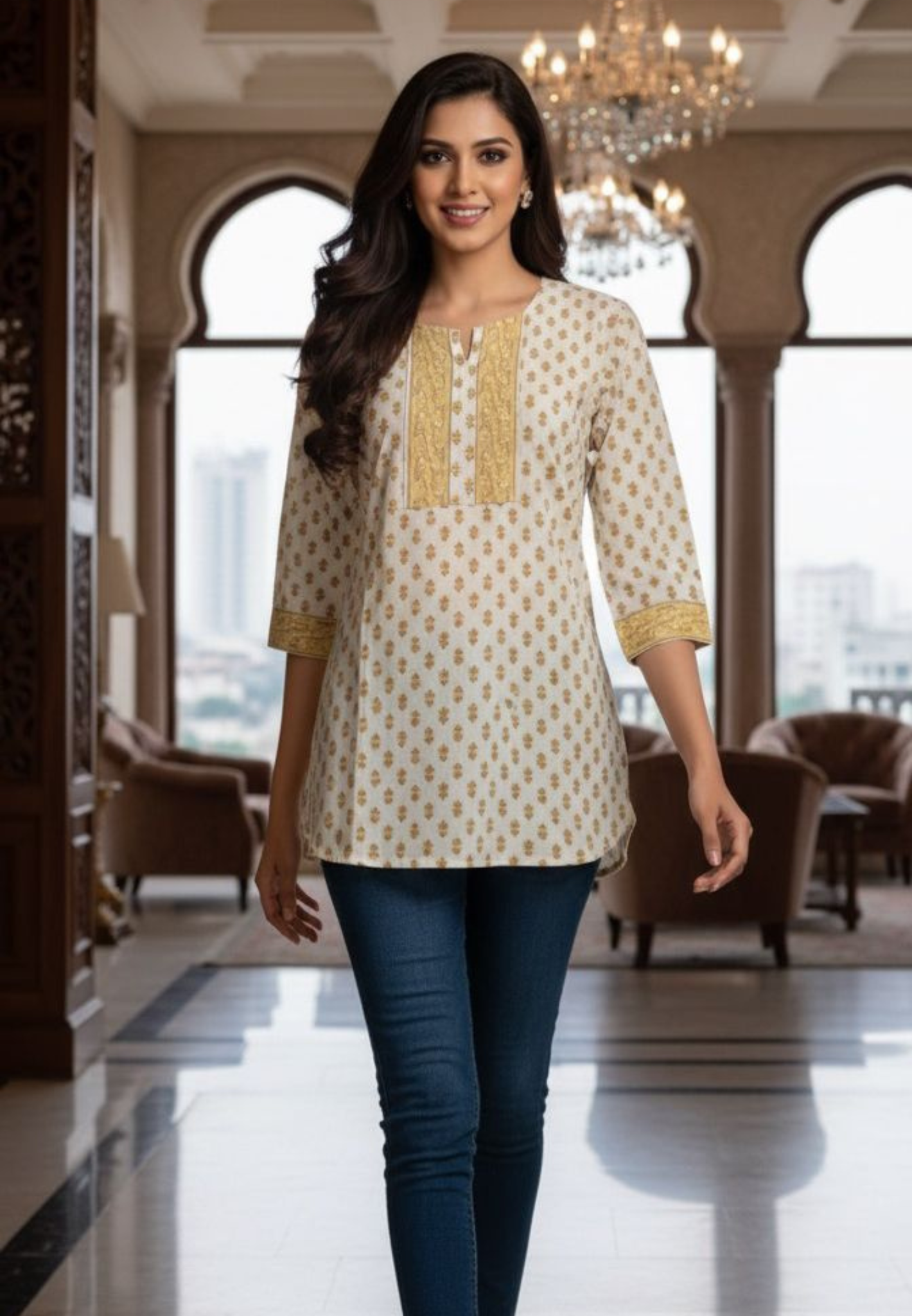 Summer Printed Pure Cotton Short Kurti-12321,12325,12320