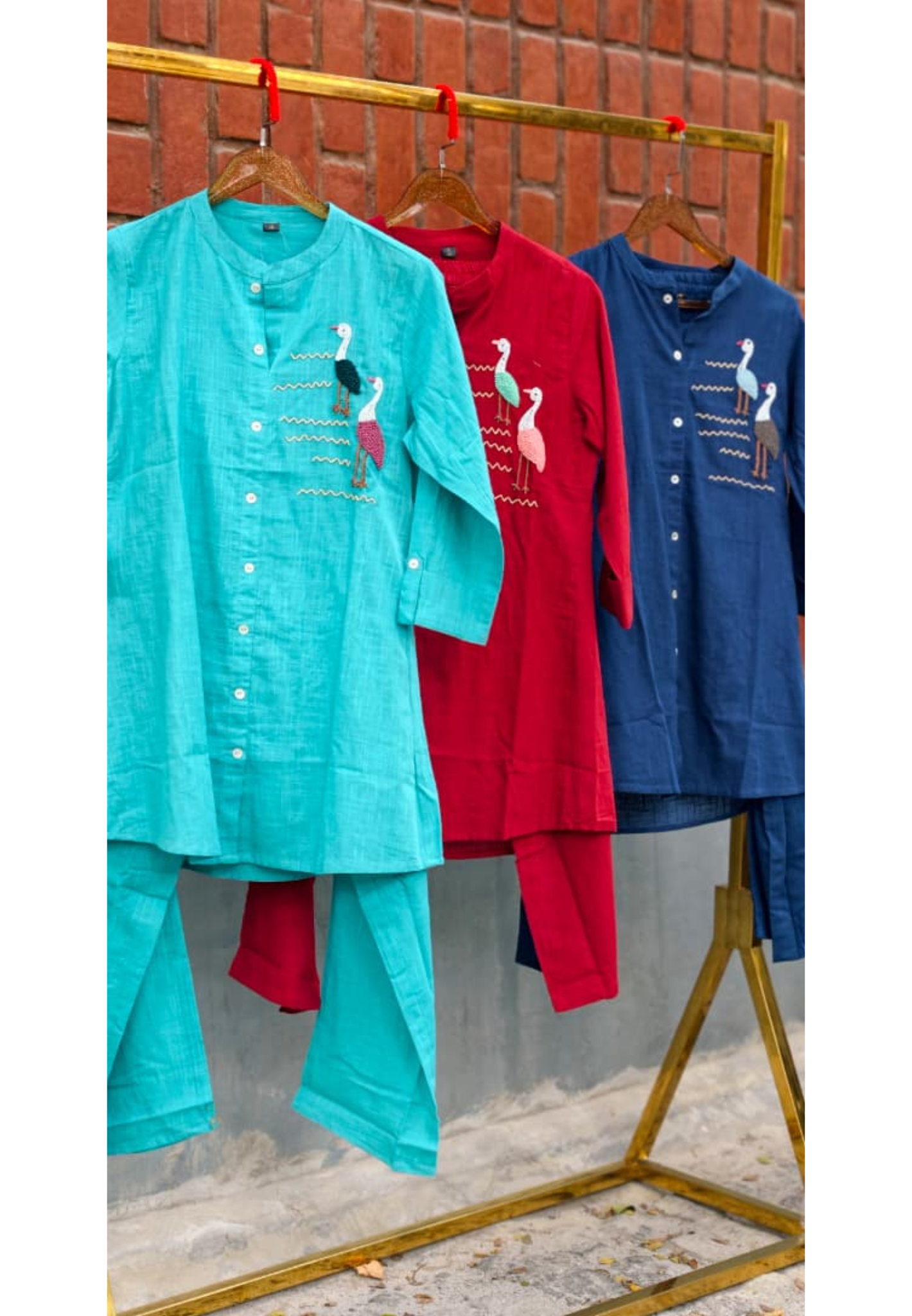 Siberian Thread Embroidered Cute Motifs Cotton Casual Co-Ord Set- 15558