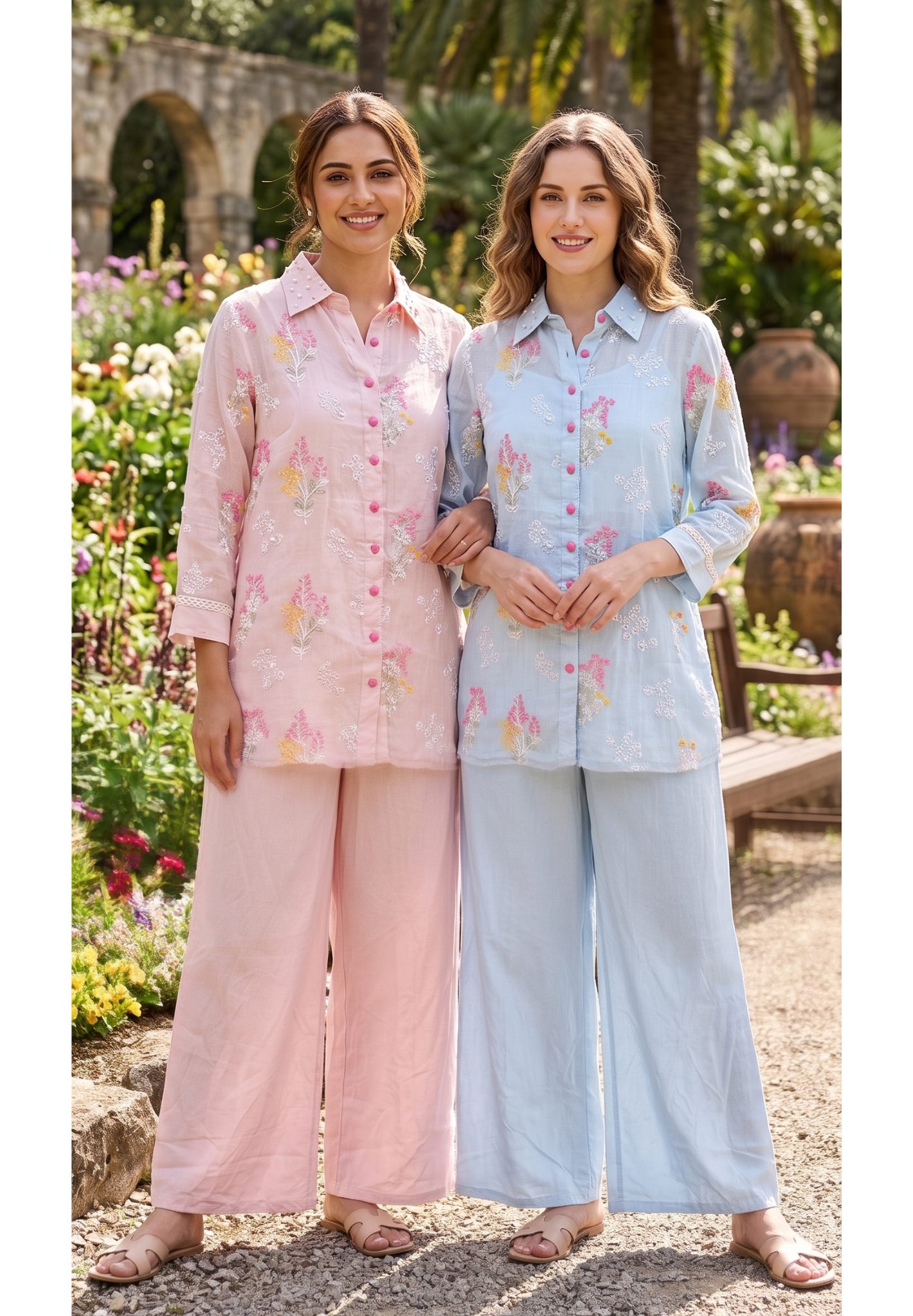 Fine Intricate Floral Embroidery Pastel Glance Chanderi Co-Ord Set With Inner- 14921