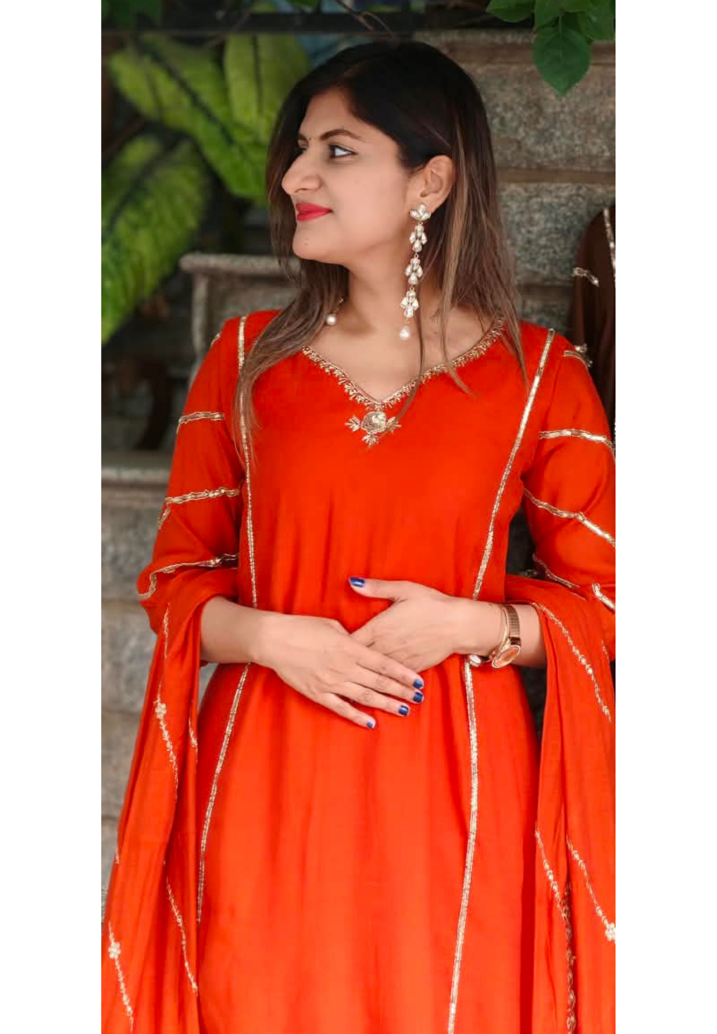 Shiny Cut-Dana With Sequin Linear Plackets Surat Mul-Chanderi A-Line Full Suit Set With Dupatta- 16081