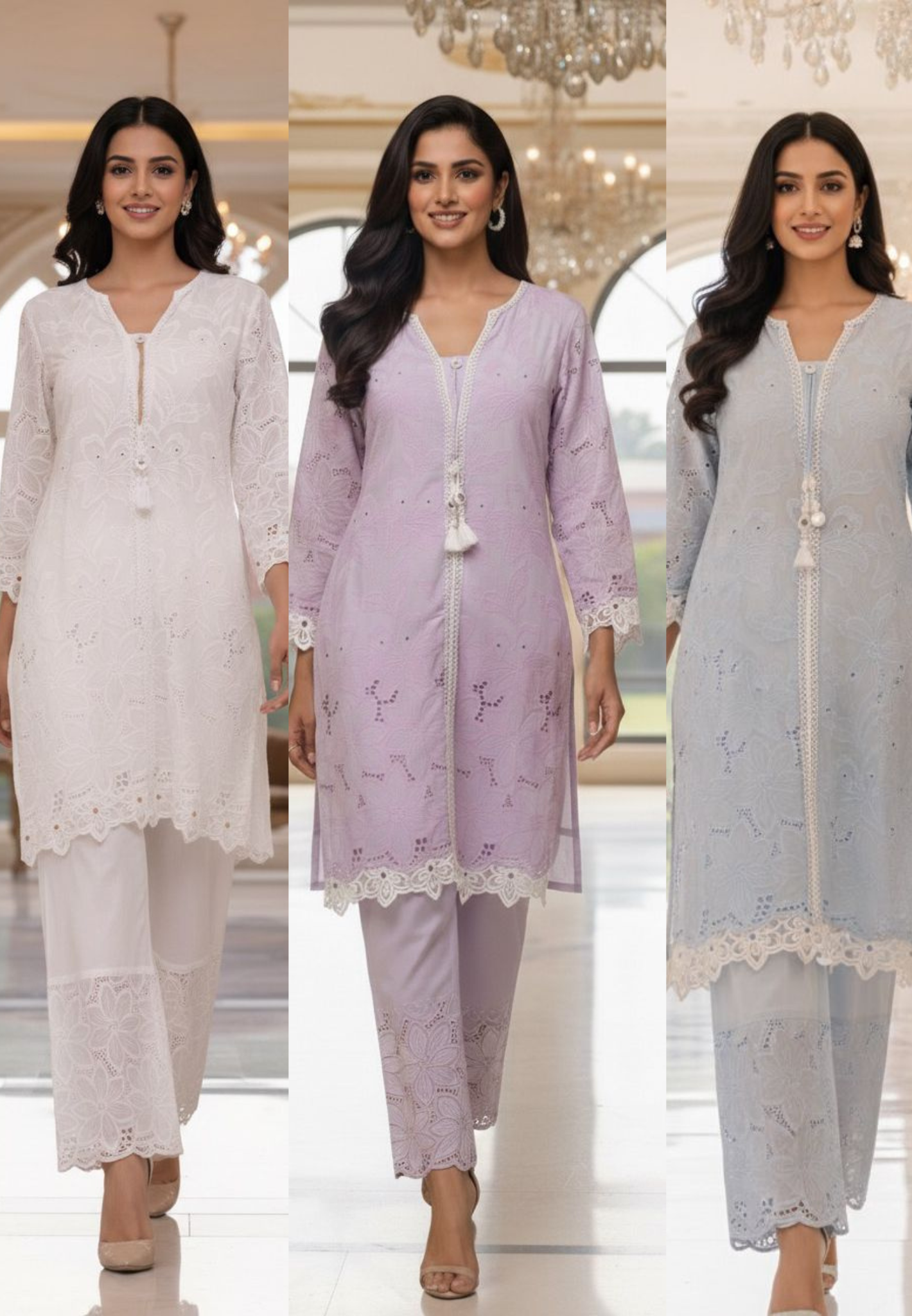 Shifli Fabric Cotton Cut Work Lace Kurta Pant-12309,12308