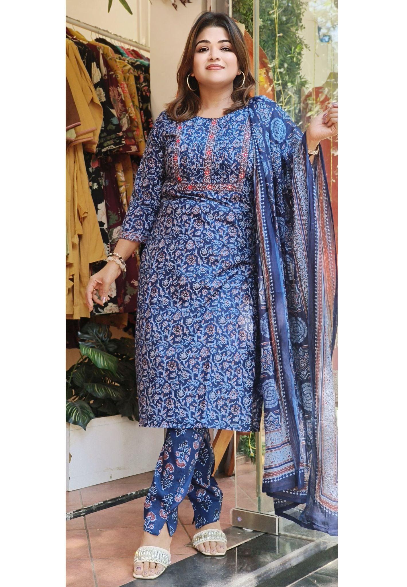 Pure Printed Cotton Kurta Loose Pant With Printed Dupatta-08361