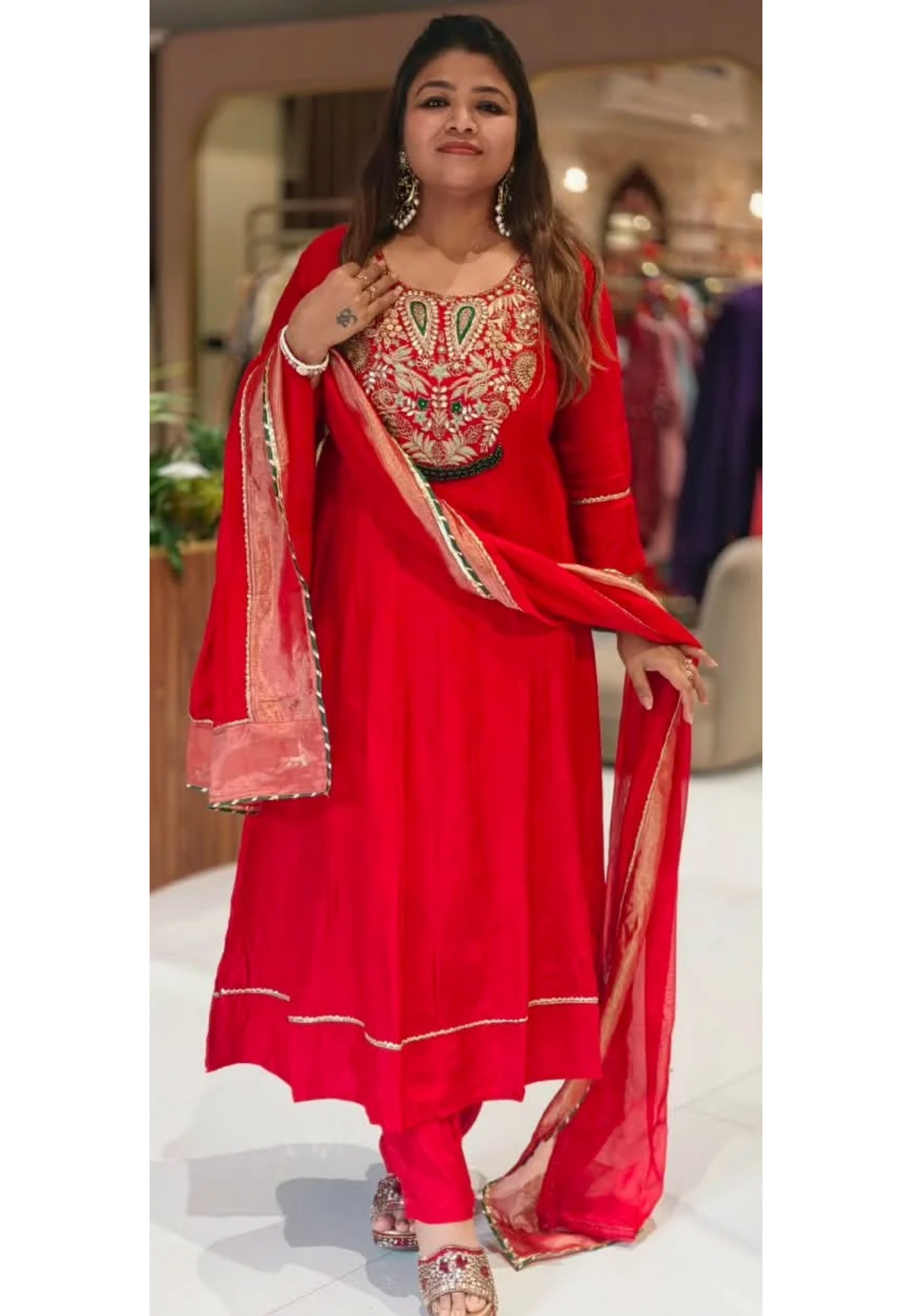 Grand Yoke With Rich Beaded Embroidery Russian Silk Panel Anarkali Full Suit Set With Dupatta- 16889