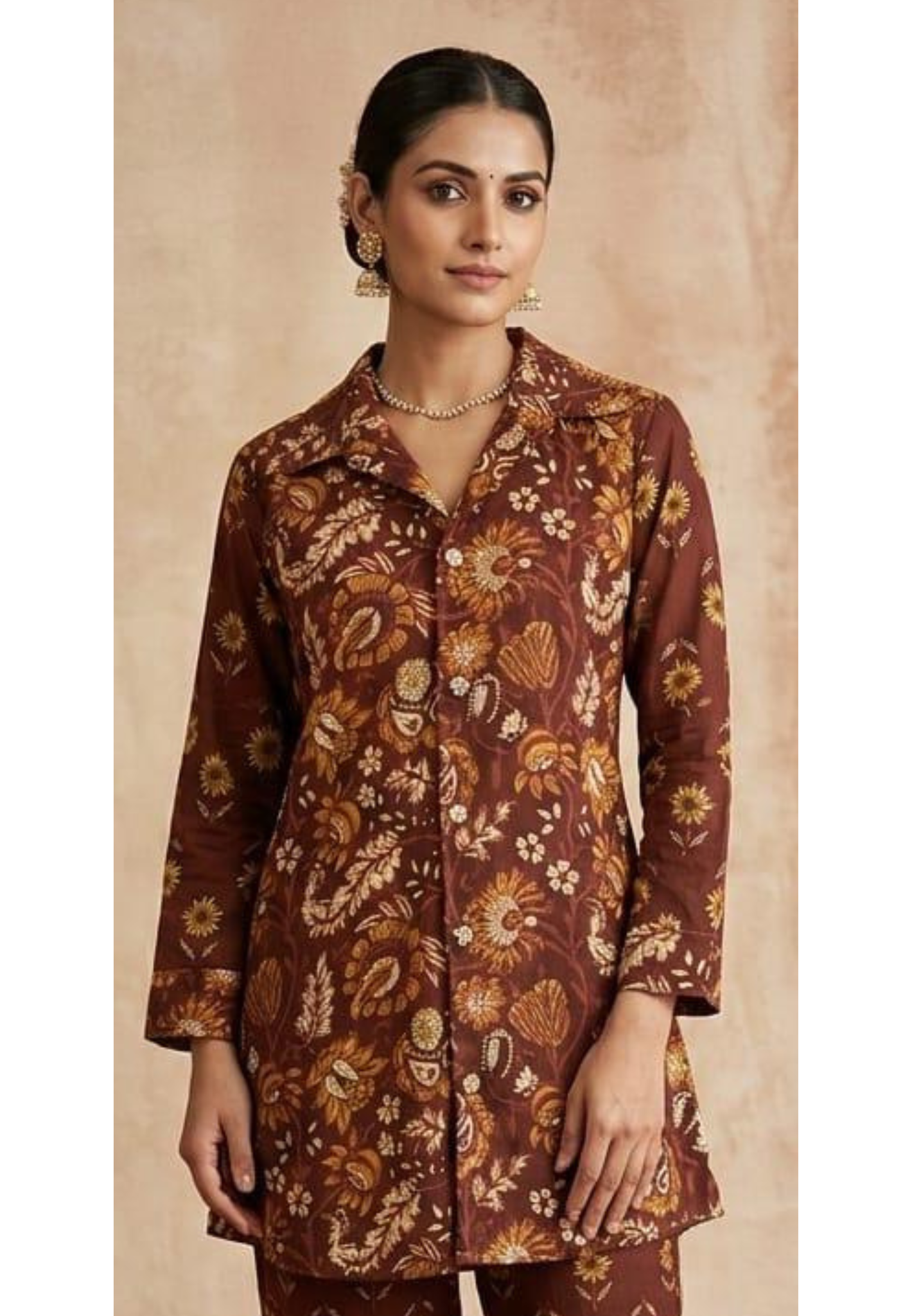 Multi Floral Prints Dark Shaded Co-Ord Set In Cotton Fabric- 13487