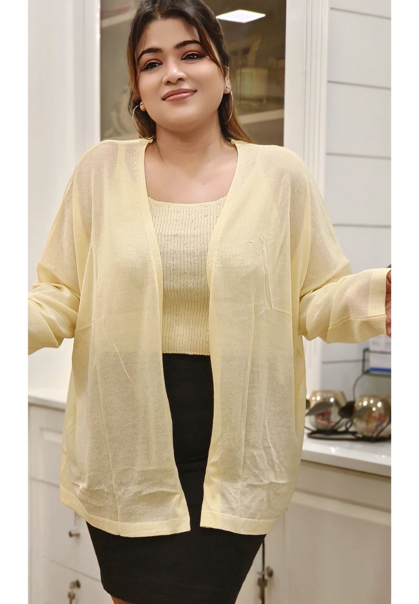 Stone Work Spegity With Shrug Imported Stretchable Top-