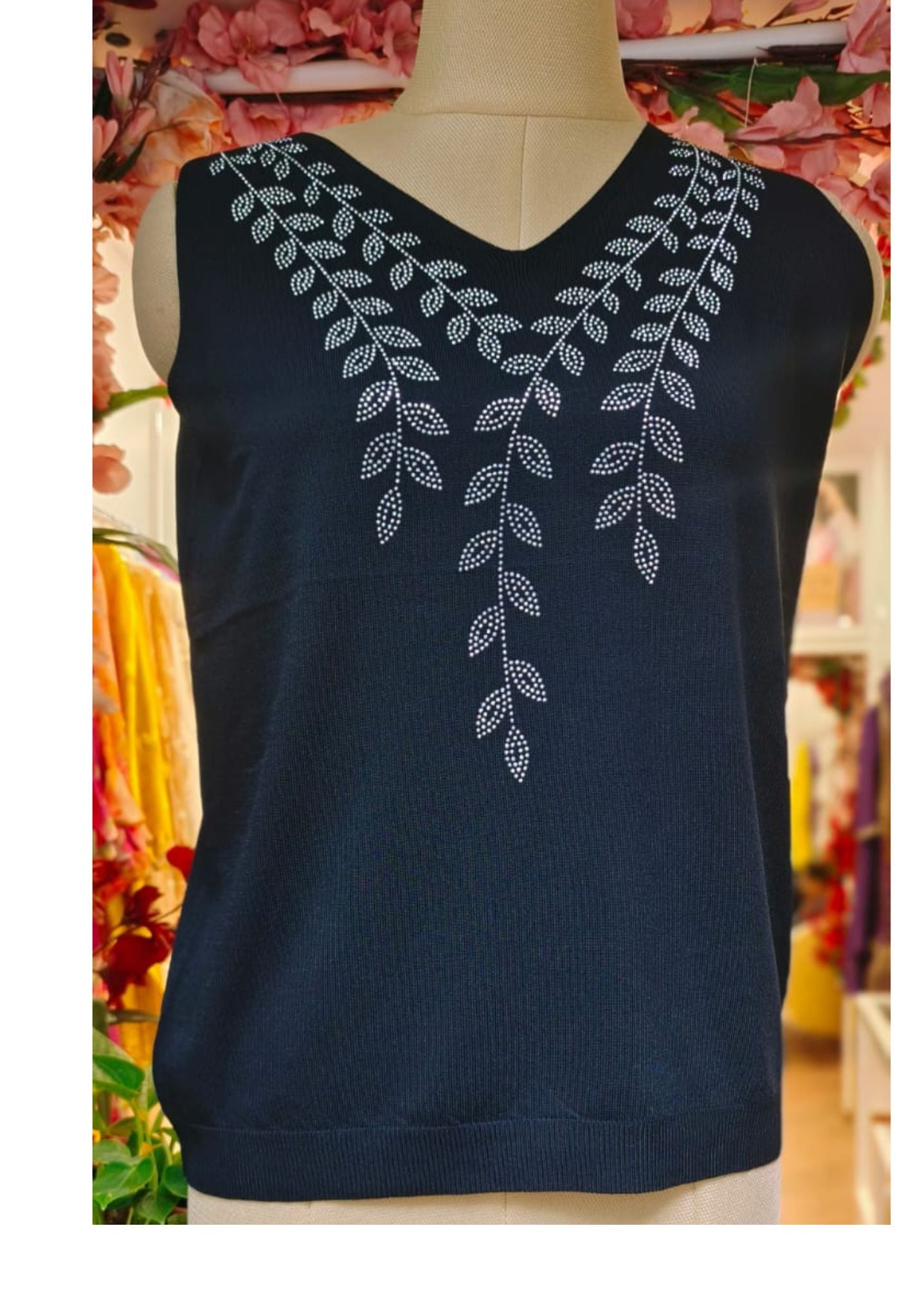 Imported Stretchable stone work sleeveless Top