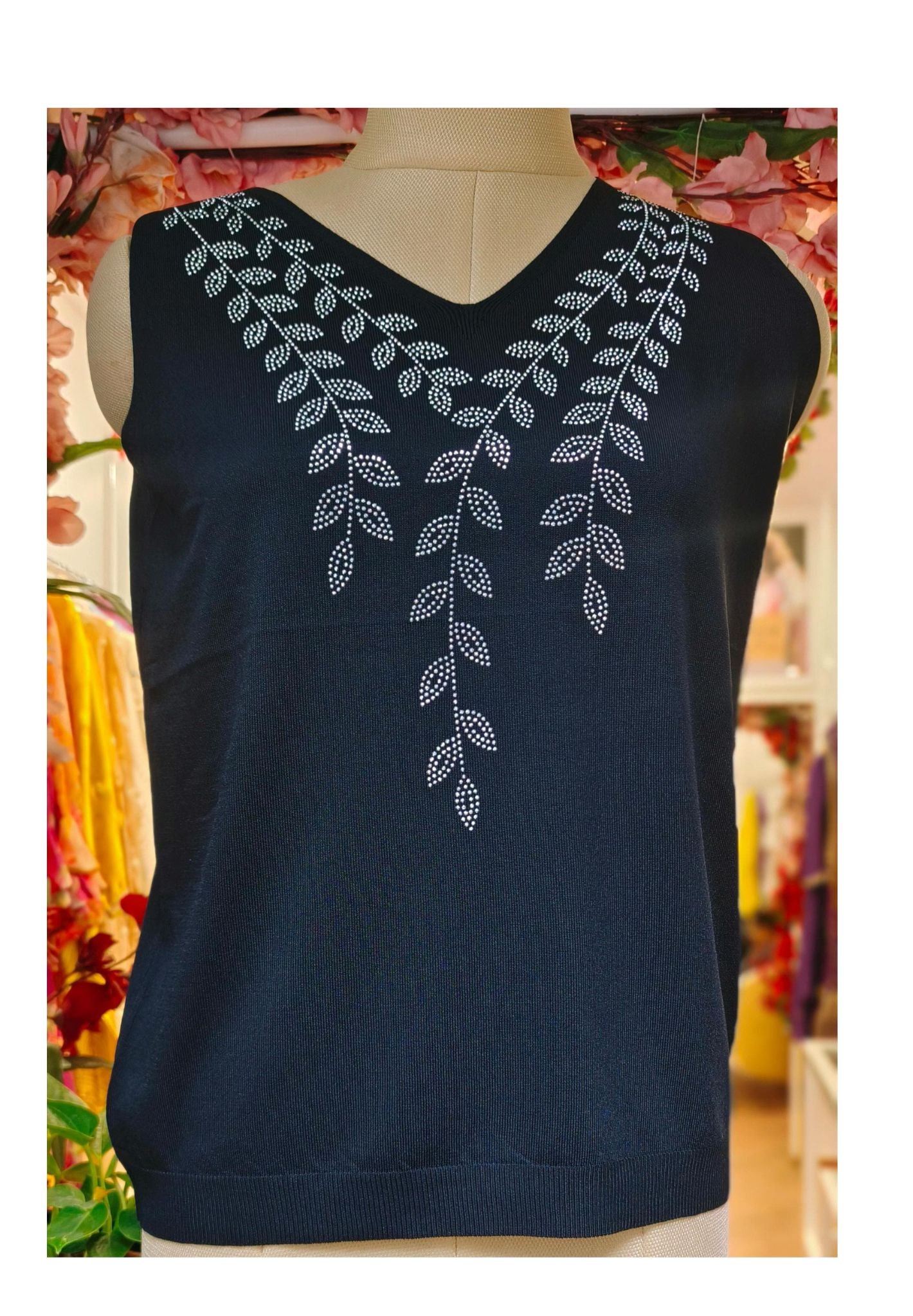 Imported Stretchable stone work sleeveless Top